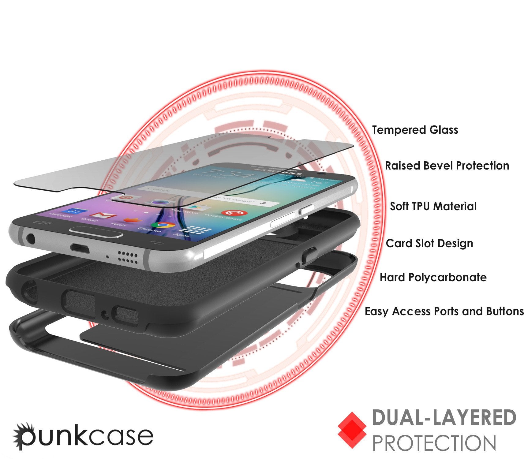 Galaxy S6 EDGE Case PunkCase CLUTCH Black Series Slim Armor Soft Cover Case w/ Screen Protector - PunkCase NZ