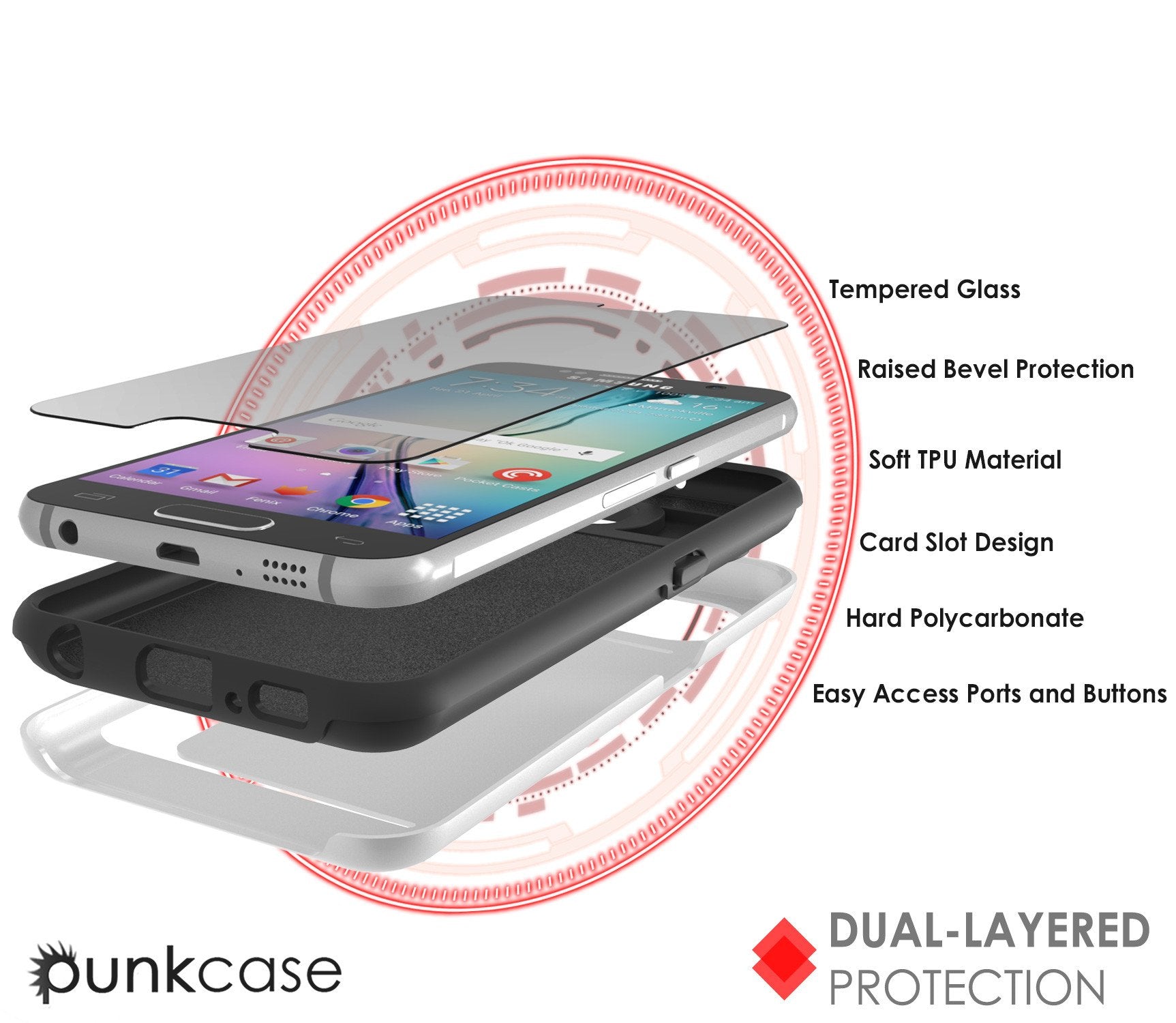 Galaxy s6 Case PunkCase CLUTCH White Series Slim Armor Soft Cover Case w/ Tempered Glass - PunkCase NZ
