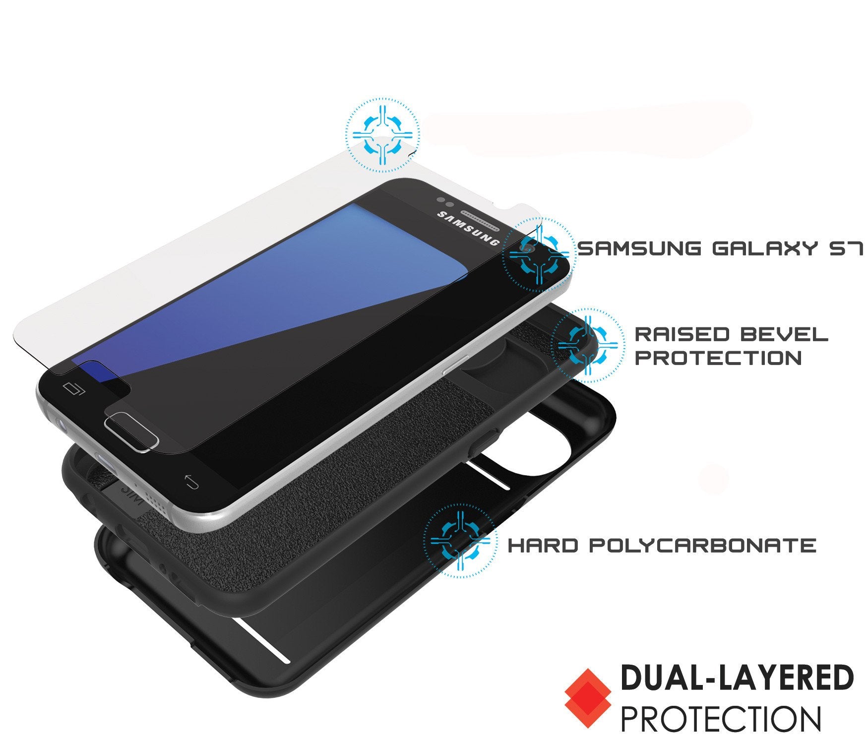 Galaxy S7 EDGE Case PunkCase CLUTCH Black Series Slim Armor Soft Cover Case w/ Screen Protector - PunkCase NZ