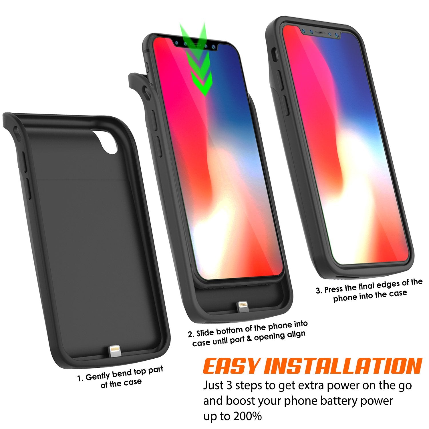 iPhone X Battery Case, PunkJuice 5000mAH Fast Charging Power Bank W/ Screen Protector | [Black] - PunkCase NZ