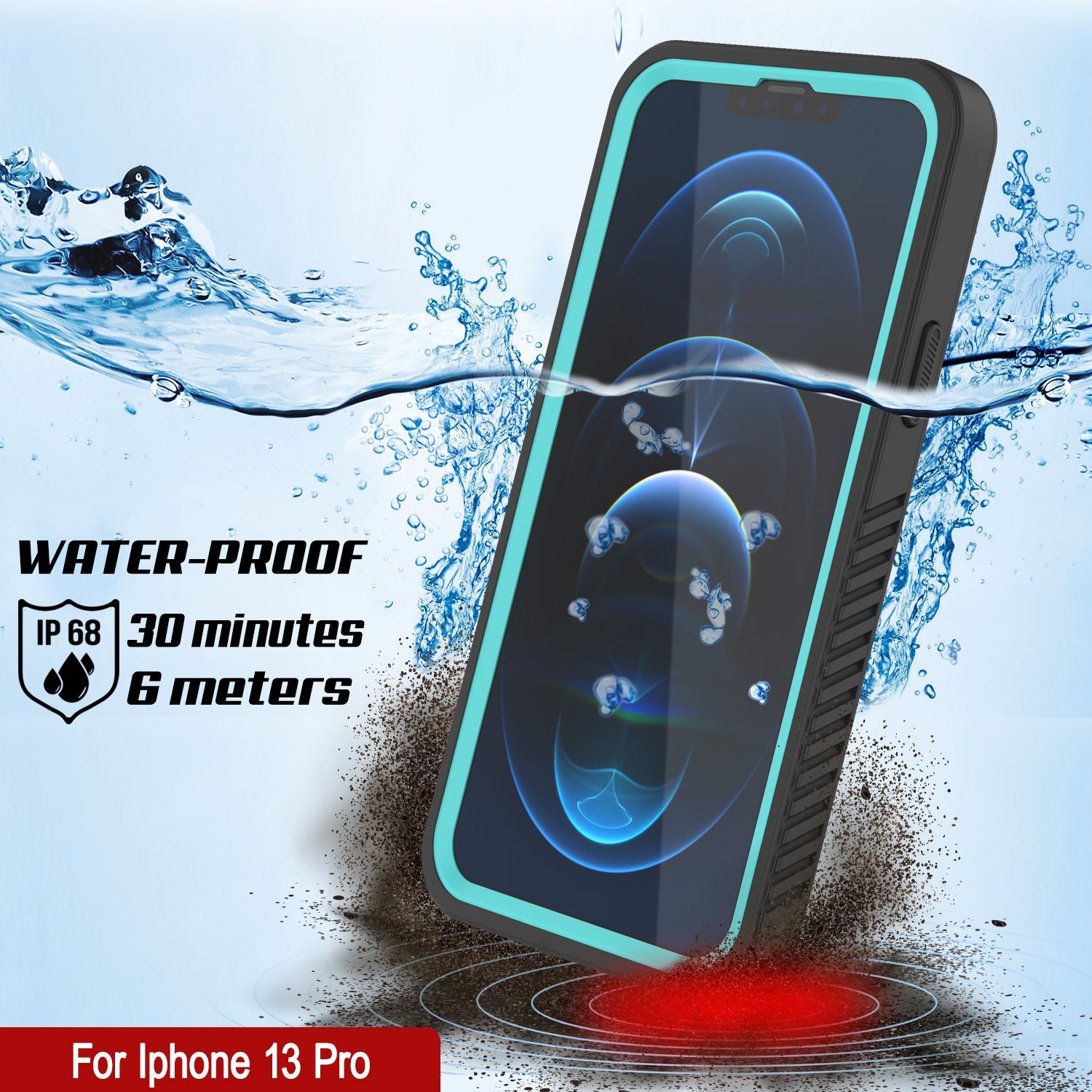 iPhone 13 Pro  Waterproof Case, Punkcase [Extreme Series] Armor Cover W/ Built In Screen Protector [Teal]