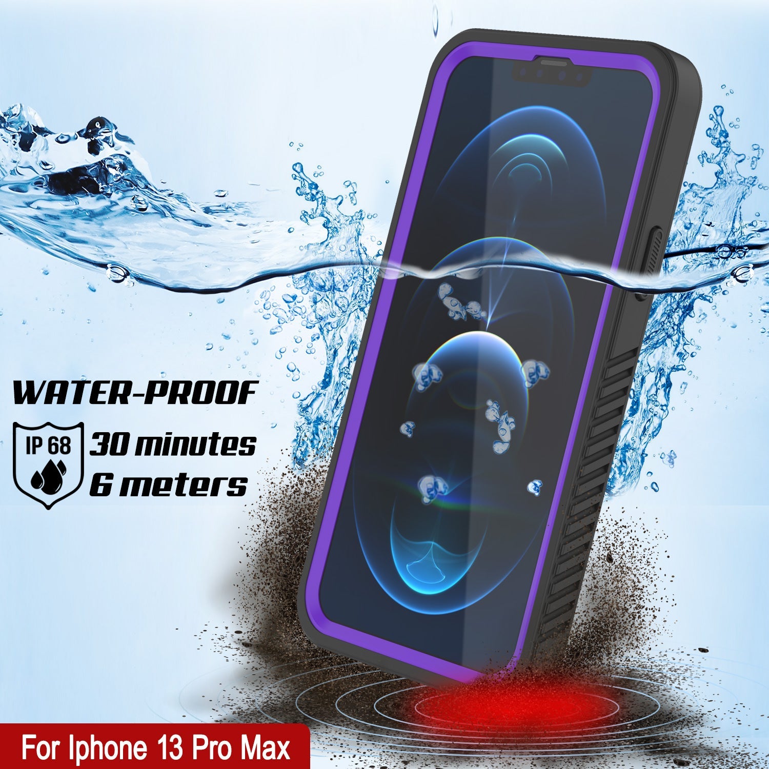 iPhone 13 Pro Max  Waterproof Case, Punkcase [Extreme Series] Armor Cover W/ Built In Screen Protector [Purple]