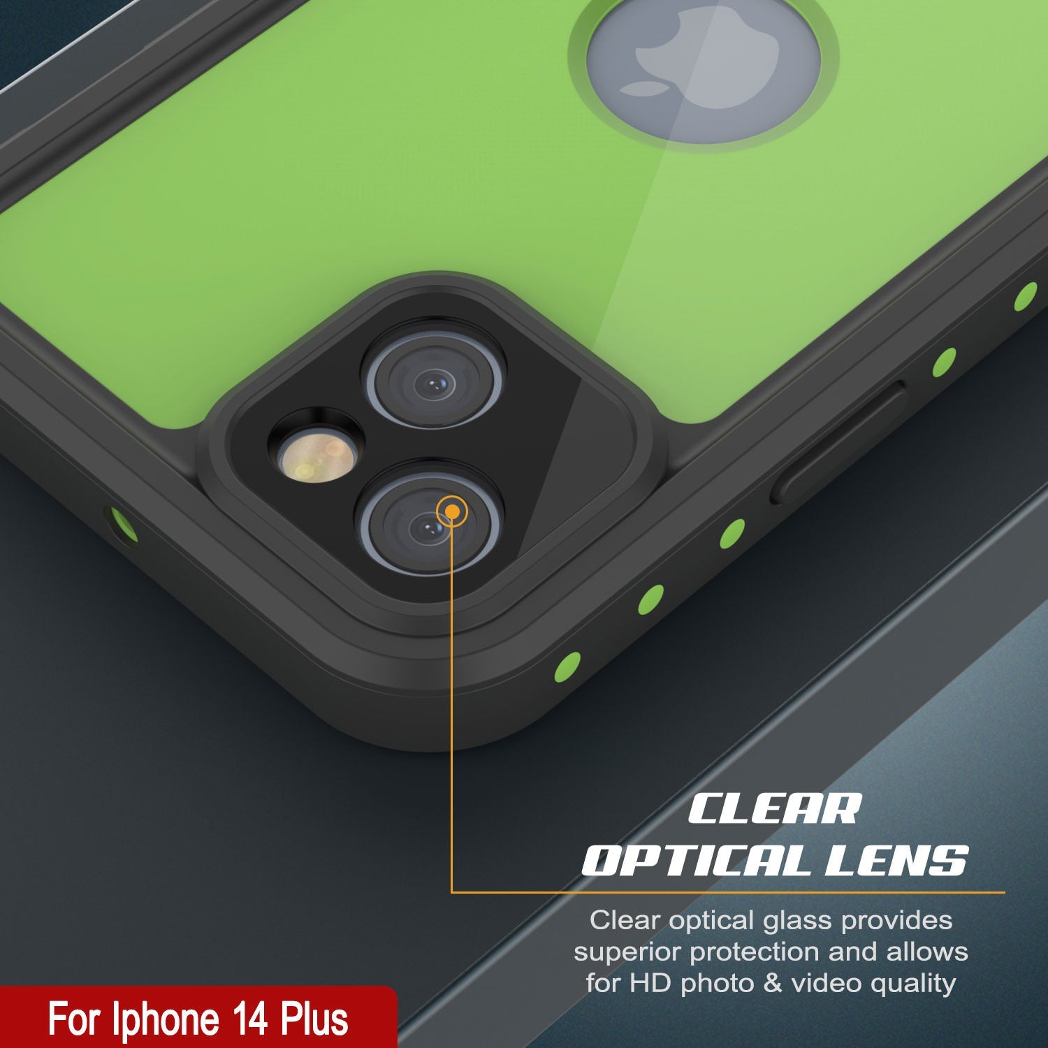 iPhone 14 Plus Waterproof IP68 Case, Punkcase [Light green] [StudStar Series] [Slim Fit] [Dirtproof]