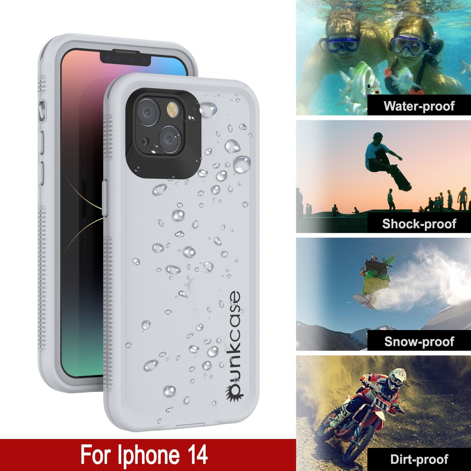Punkcase iPhone 14 Waterproof Case [Aqua Series] Armor Cover [White]