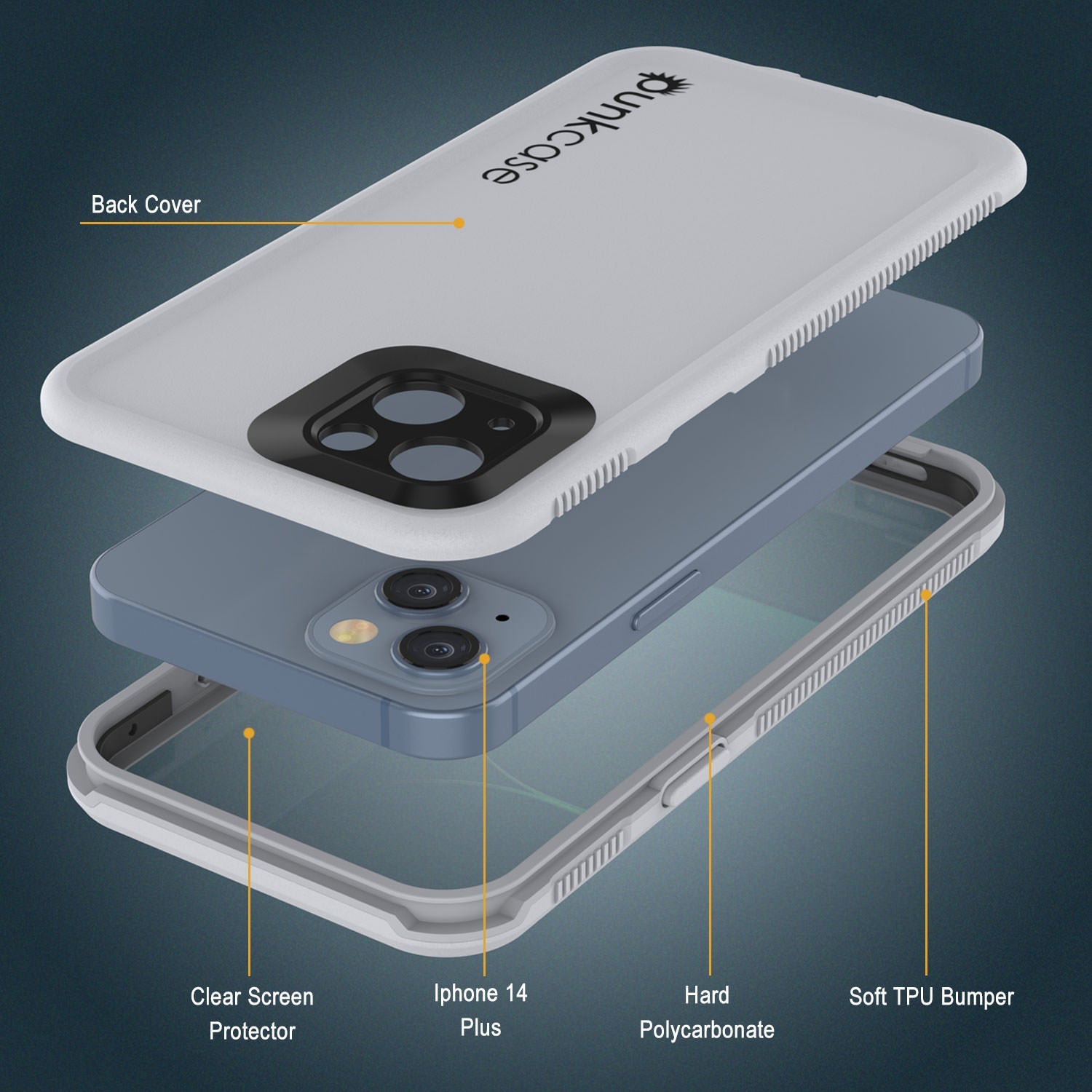 Punkcase iPhone 14 Plus Waterproof Case [Aqua Series] Armor Cover [White]