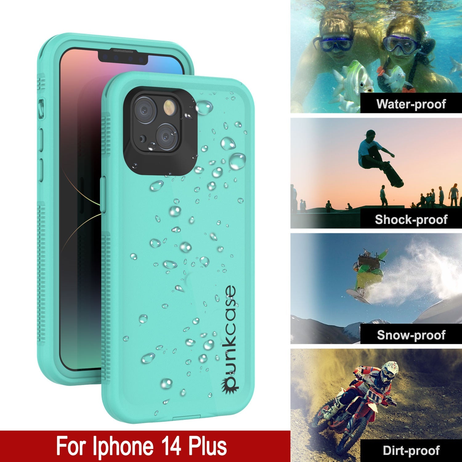Punkcase iPhone 14 Plus Waterproof Case [Aqua Series] Armor Cover [Blue]