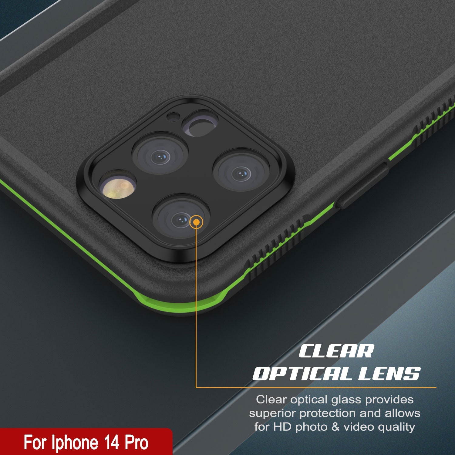 Punkcase iPhone 14 Pro Waterproof Case [Aqua Series] Armor Cover [Black-Green]