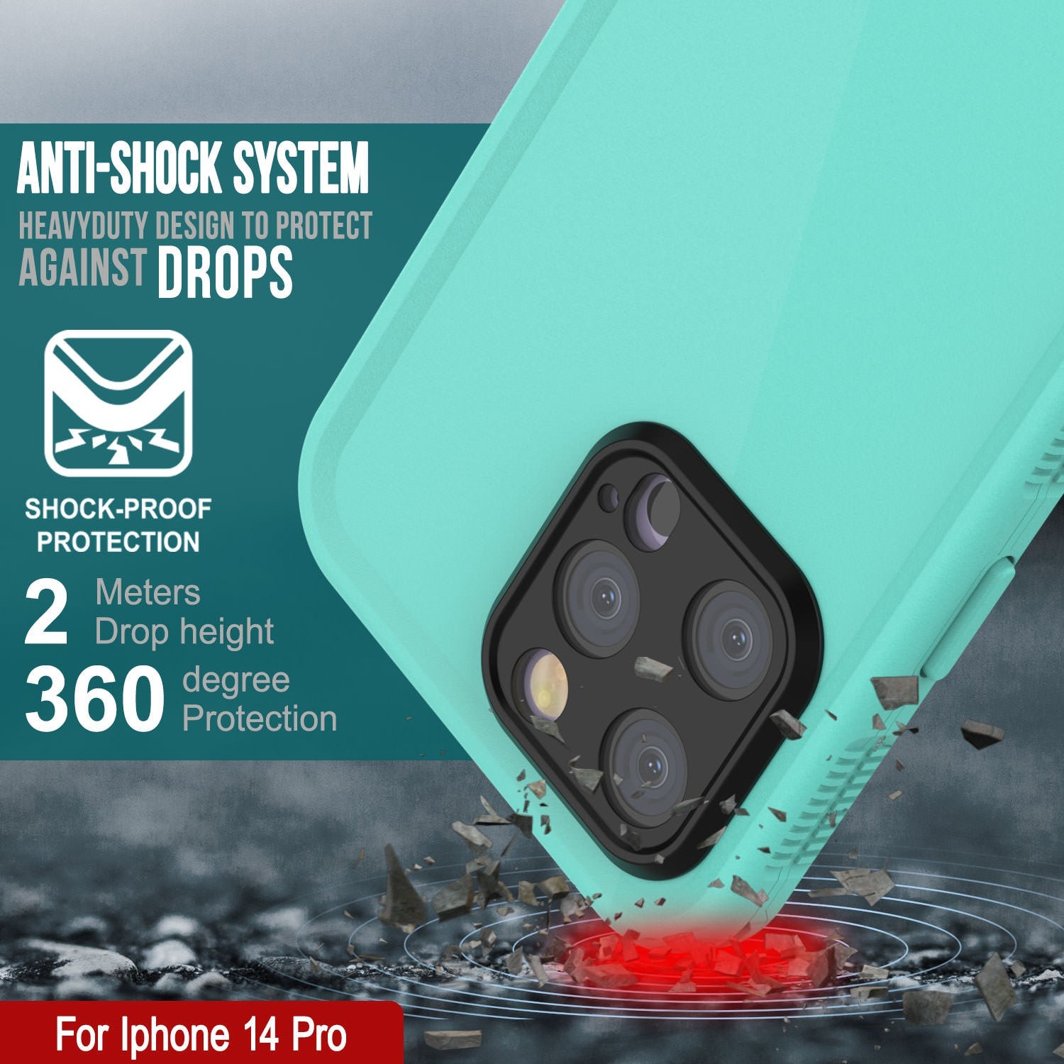 Punkcase iPhone 14 Pro Waterproof Case [Aqua Series] Armor Cover [Blue]