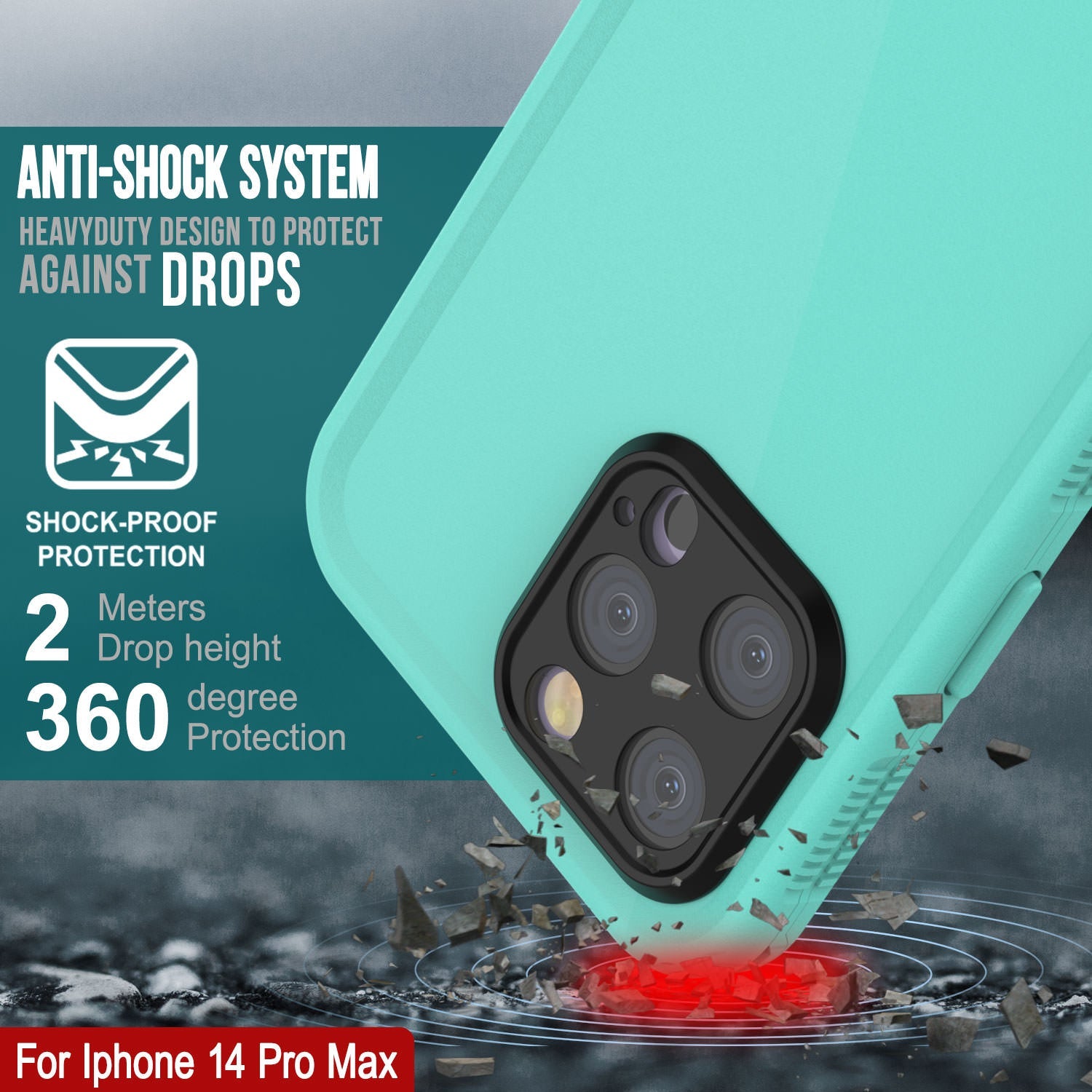 Punkcase iPhone 14 Pro Max Waterproof Case [Aqua Series] Armor Cover [Blue]