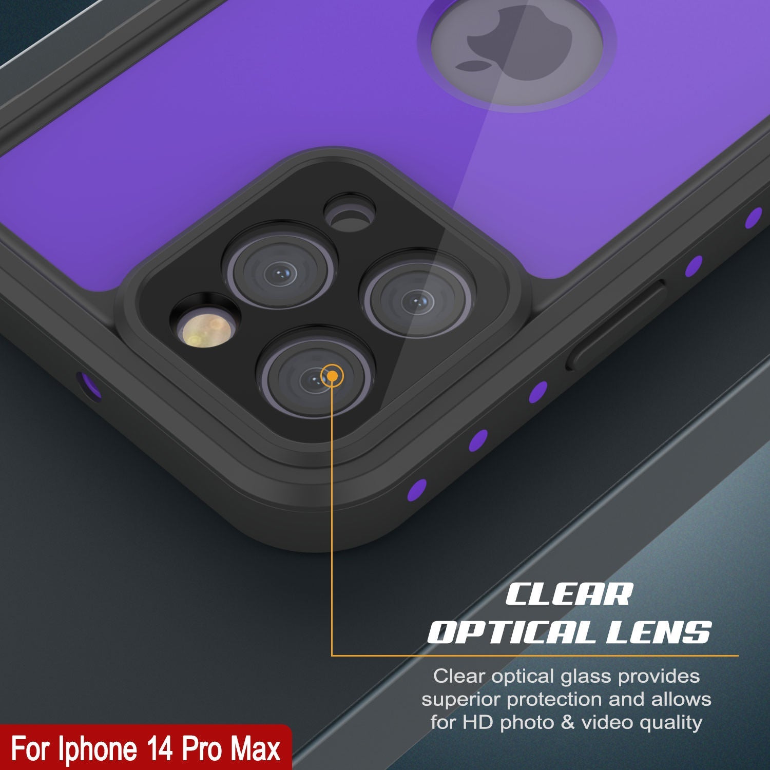 iPhone 14 Pro Max Waterproof IP68 Case, Punkcase [Purple] [StudStar Series] [Slim Fit] [Dirtproof]