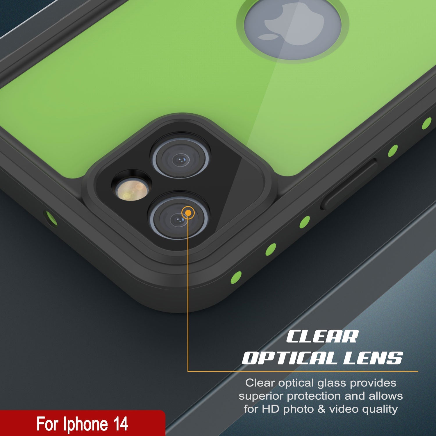 iPhone 14 Waterproof IP68 Case, Punkcase [Light green] [StudStar Series] [Slim Fit] [Dirtproof]
