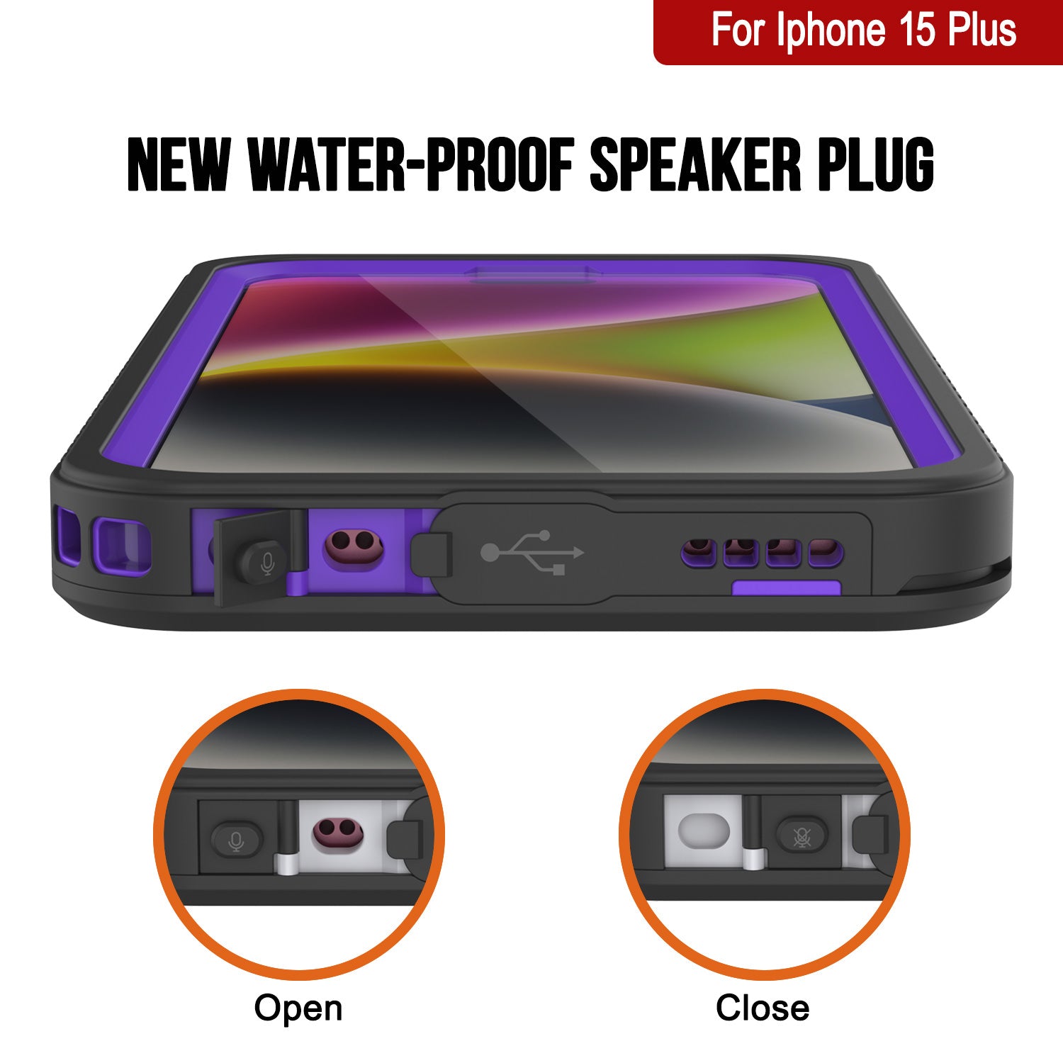 iPhone 15 Plus Waterproof Case, Punkcase [Extreme Series] Armor Cover W/ Built In Screen Protector [Purple]