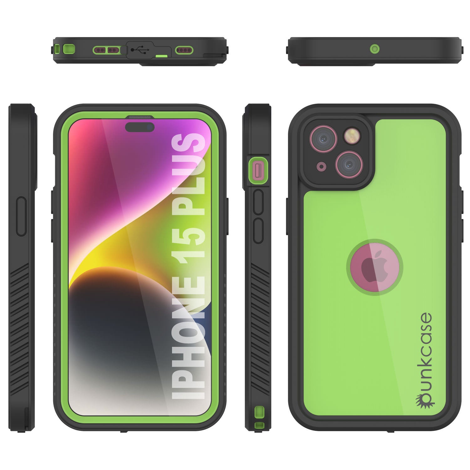 iPhone 15 Plus Waterproof IP68 Case, Punkcase [Light green] [StudStar Series] [Slim Fit] [Dirtproof]