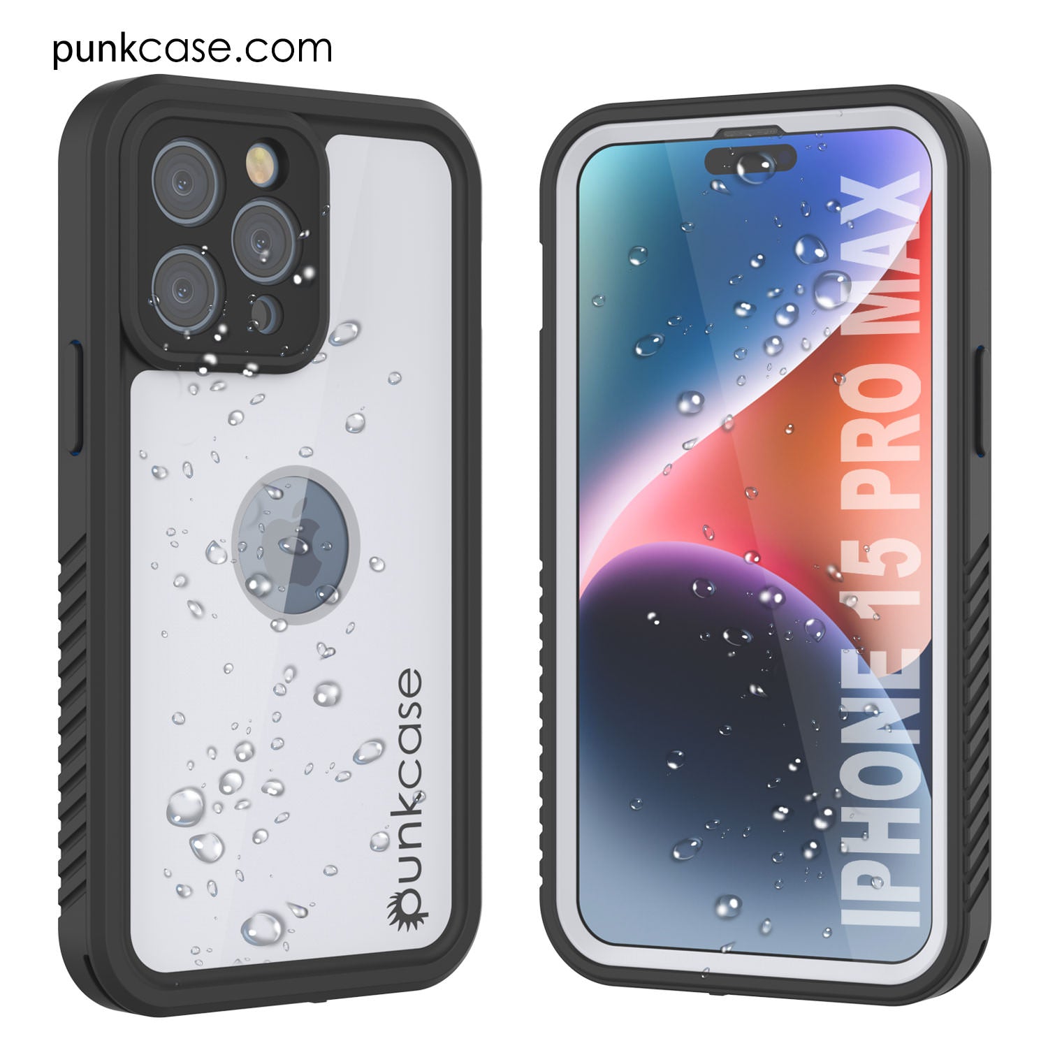 iPhone 15 Pro Max Waterproof IP68 Case, Punkcase [White] [StudStar Series] [Slim Fit] [Dirtproof]