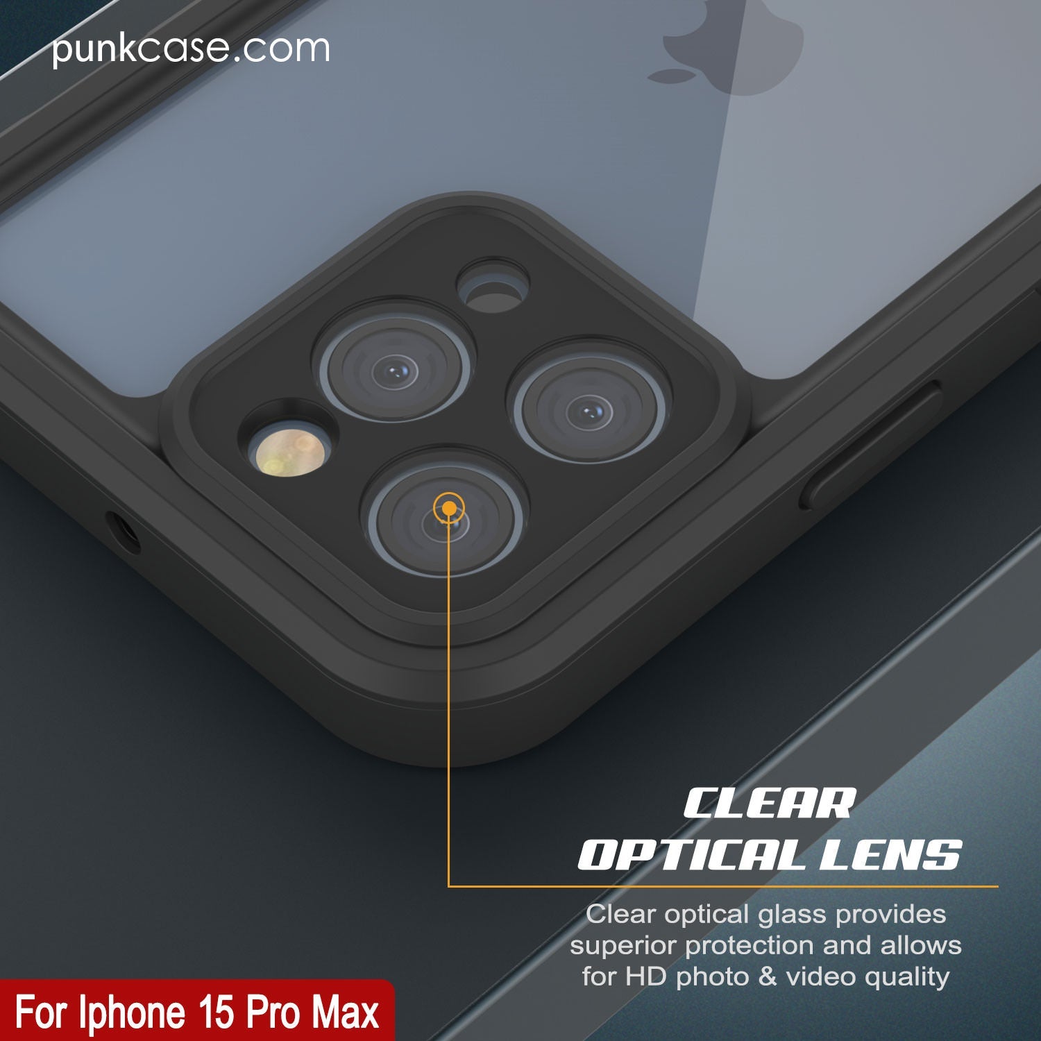 iPhone 15 Pro Max Waterproof IP68 Case, Punkcase [Clear] [StudStar Series] [Slim Fit] [Dirtproof]