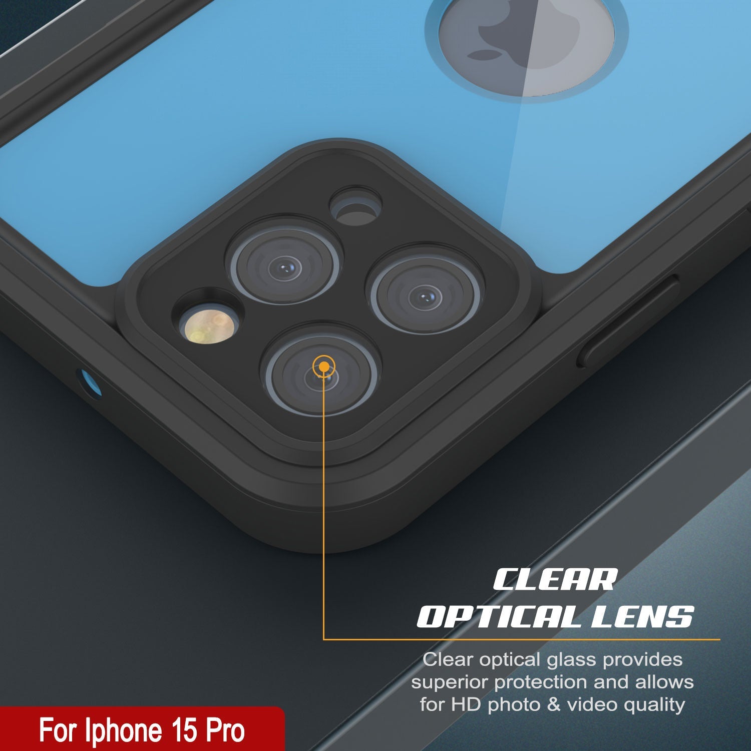 iPhone 15 Pro Waterproof IP68 Case, Punkcase [Light blue] [StudStar Series] [Slim Fit] [Dirtproof]