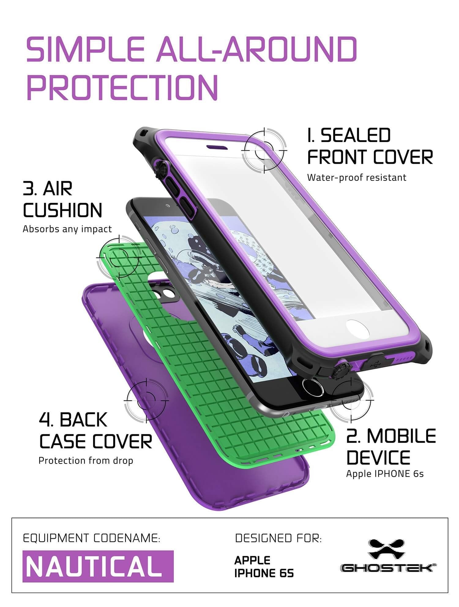 iPhone 6S/6 Waterproof Case, Ghostek® Nautical Purple Series| Underwater | Aluminum Frame - PunkCase NZ