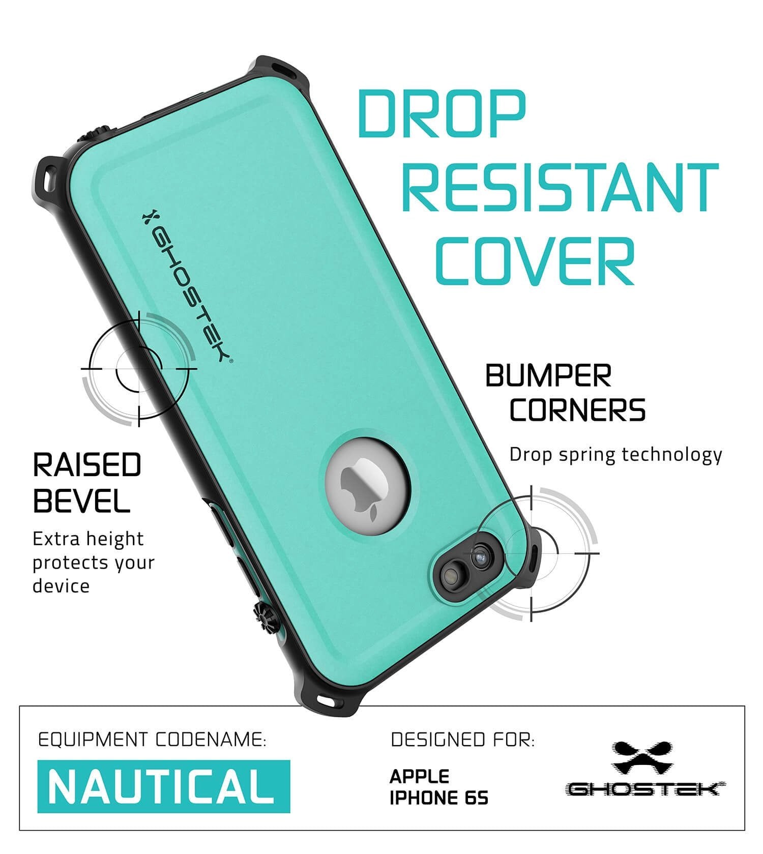 iPhone 6S/6 Waterproof Case, Ghostek® Nautical Teal Series| Underwater | Aluminum Frame | Ultra Fit - PunkCase NZ