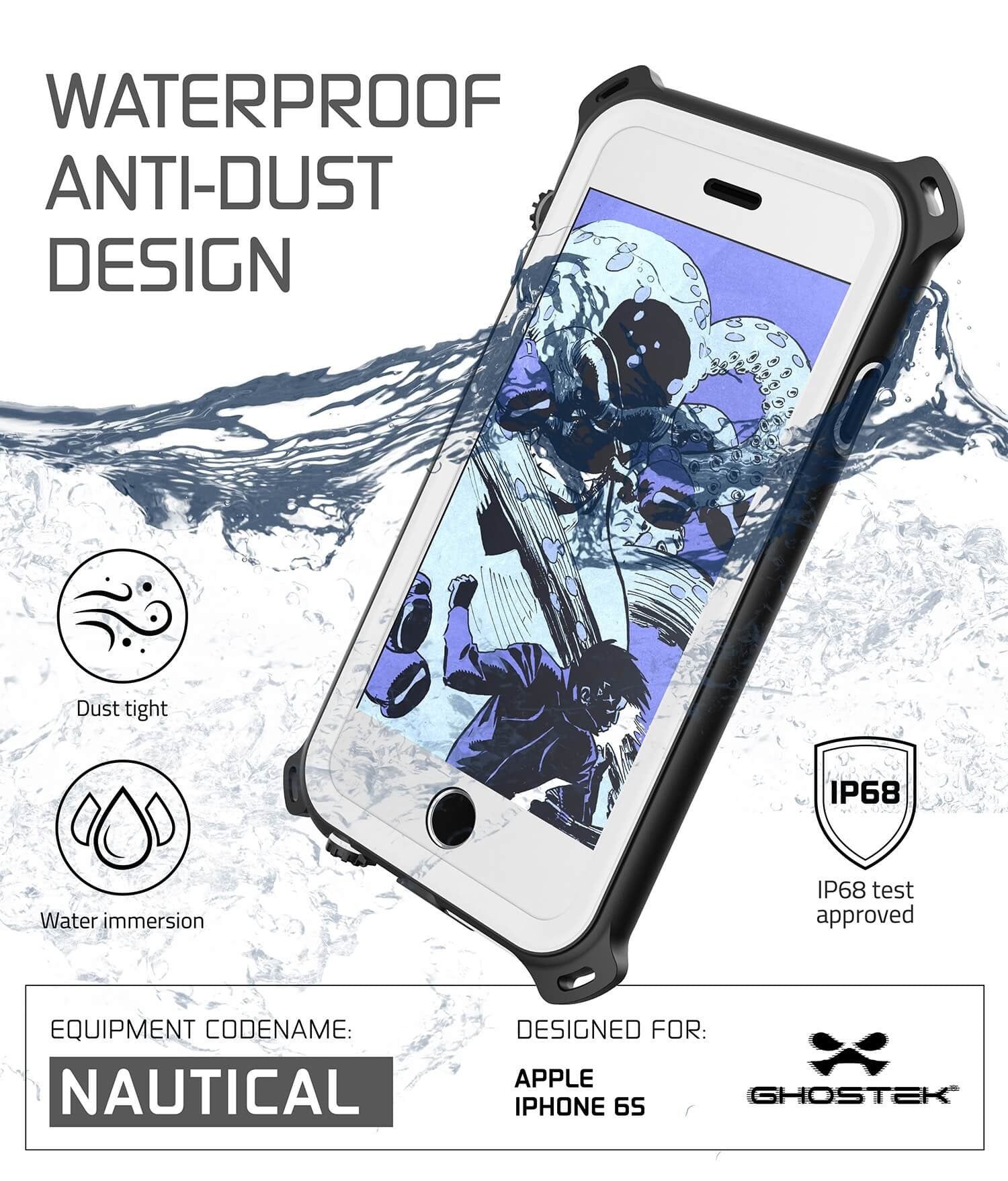iPhone 6S/6 Waterproof Case, Ghostek® Nautical White Series| Underwater | Aluminum Frame | Ultra Fit - PunkCase NZ