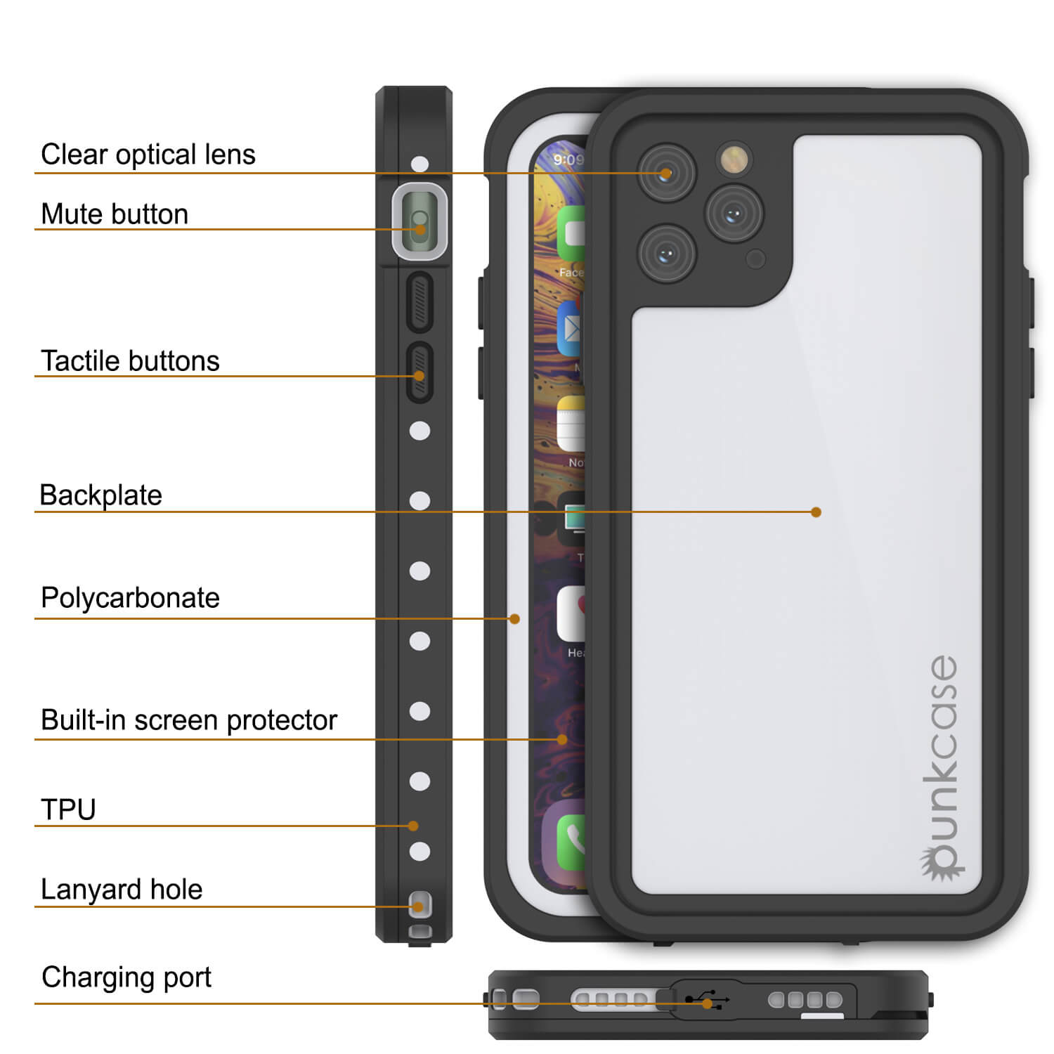 iPhone 11 Pro Waterproof IP68 Case, Punkcase [White] [StudStar Series] [Slim Fit] [Dirtproof]