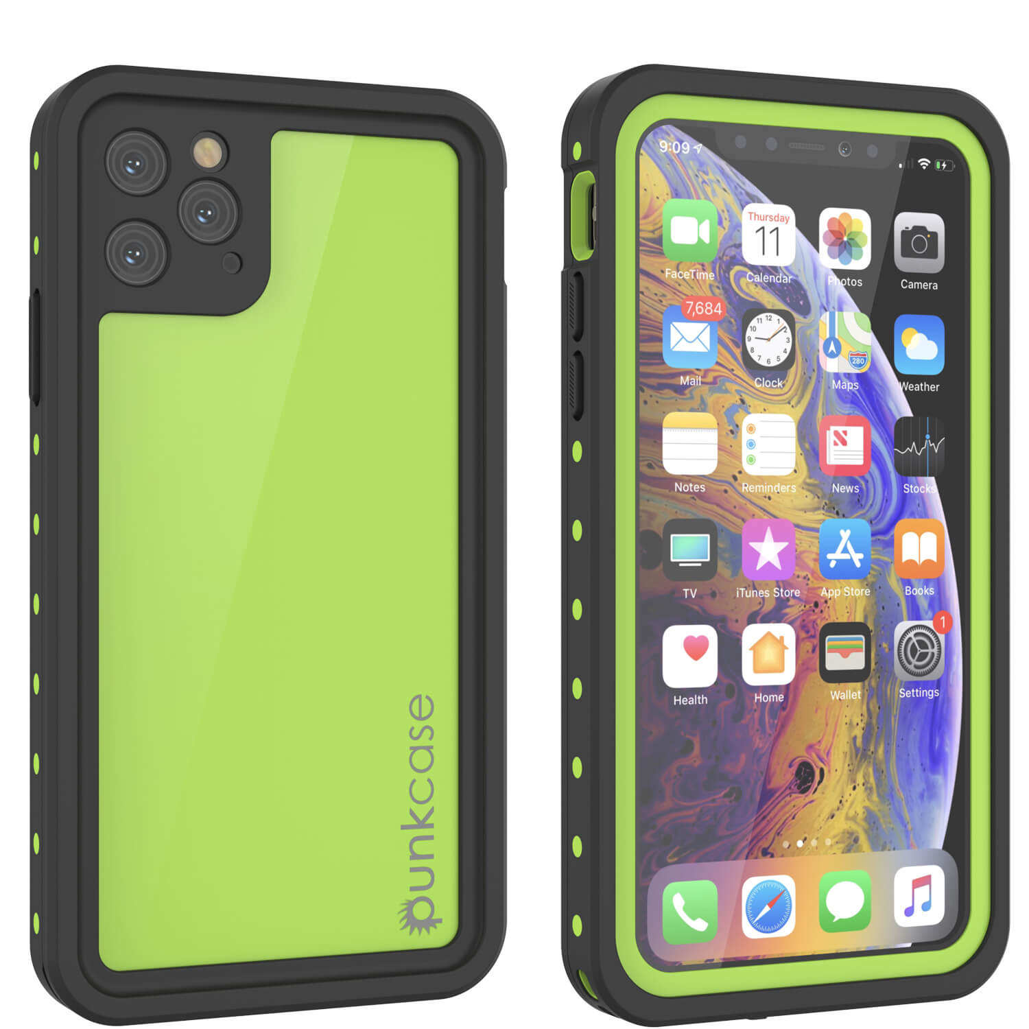 iPhone 11 Pro Max Waterproof IP68 Case, Punkcase [Light green] [StudStar Series] [Slim Fit] [Dirtproof]