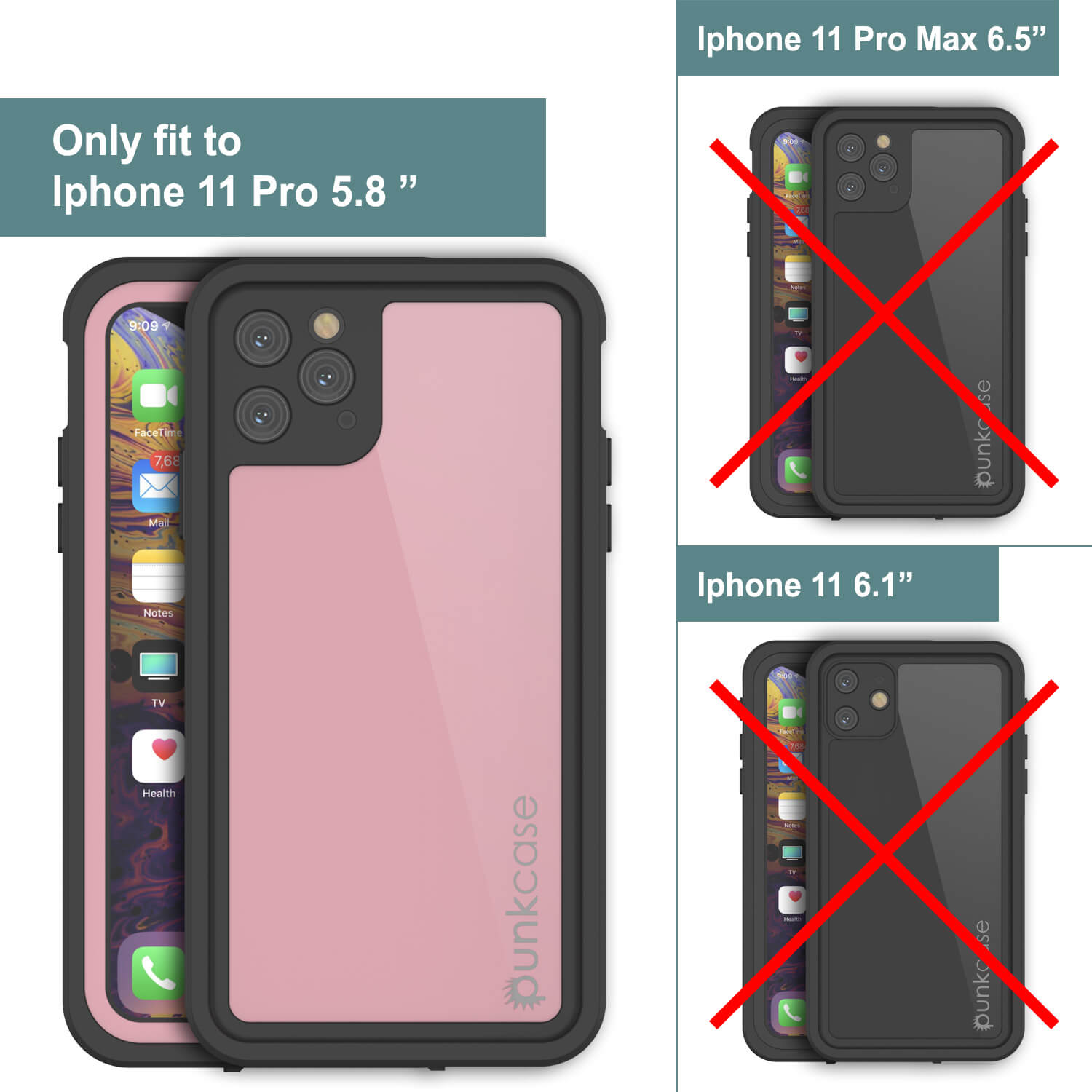 iPhone 11 Pro Waterproof IP68 Case, Punkcase [Pink] [StudStar Series] [Slim Fit] [Dirtproof]