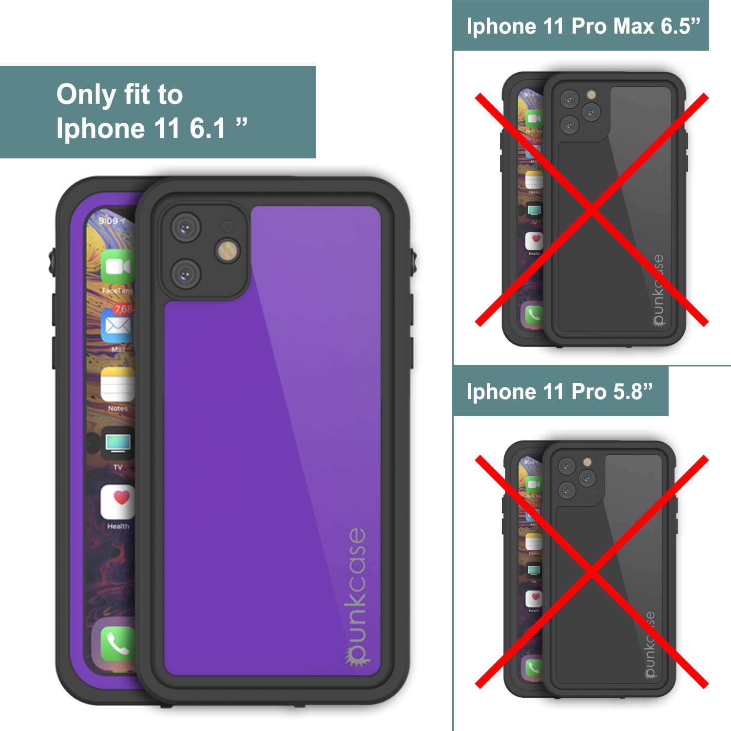 iPhone 11 Waterproof IP68 Case, Punkcase [Purple] [StudStar Series] [Slim Fit] [Dirtproof]