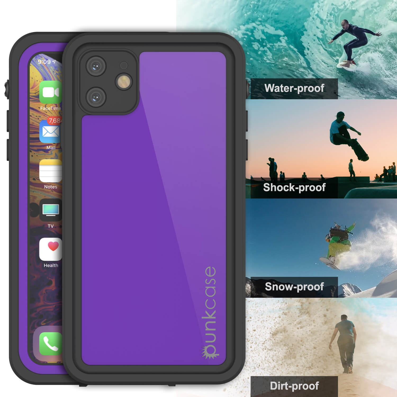 iPhone 11 Waterproof IP68 Case, Punkcase [Purple] [StudStar Series] [Slim Fit] [Dirtproof]