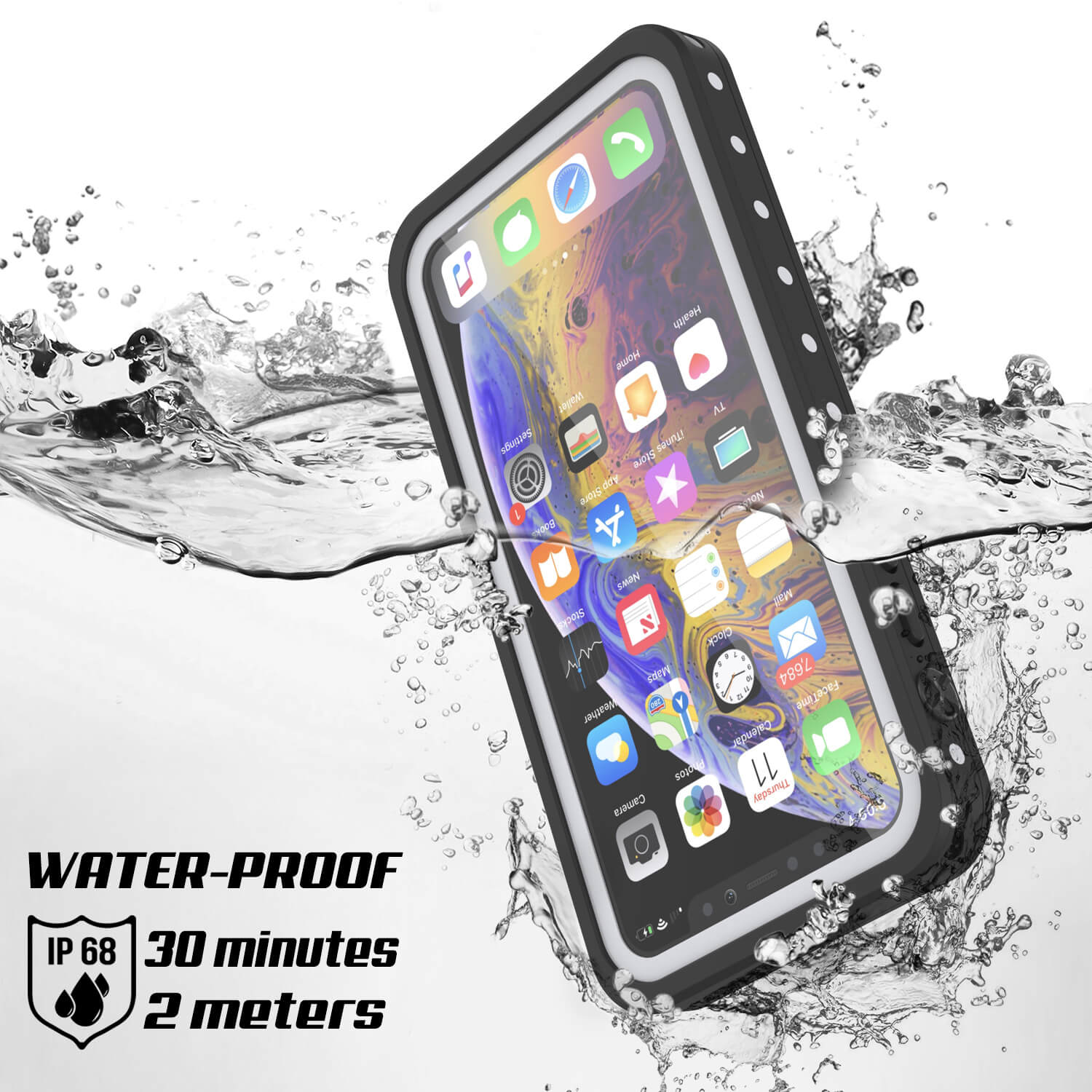 iPhone 11 Waterproof IP68 Case, Punkcase [White] [StudStar Series] [Slim Fit] [Dirtproof]