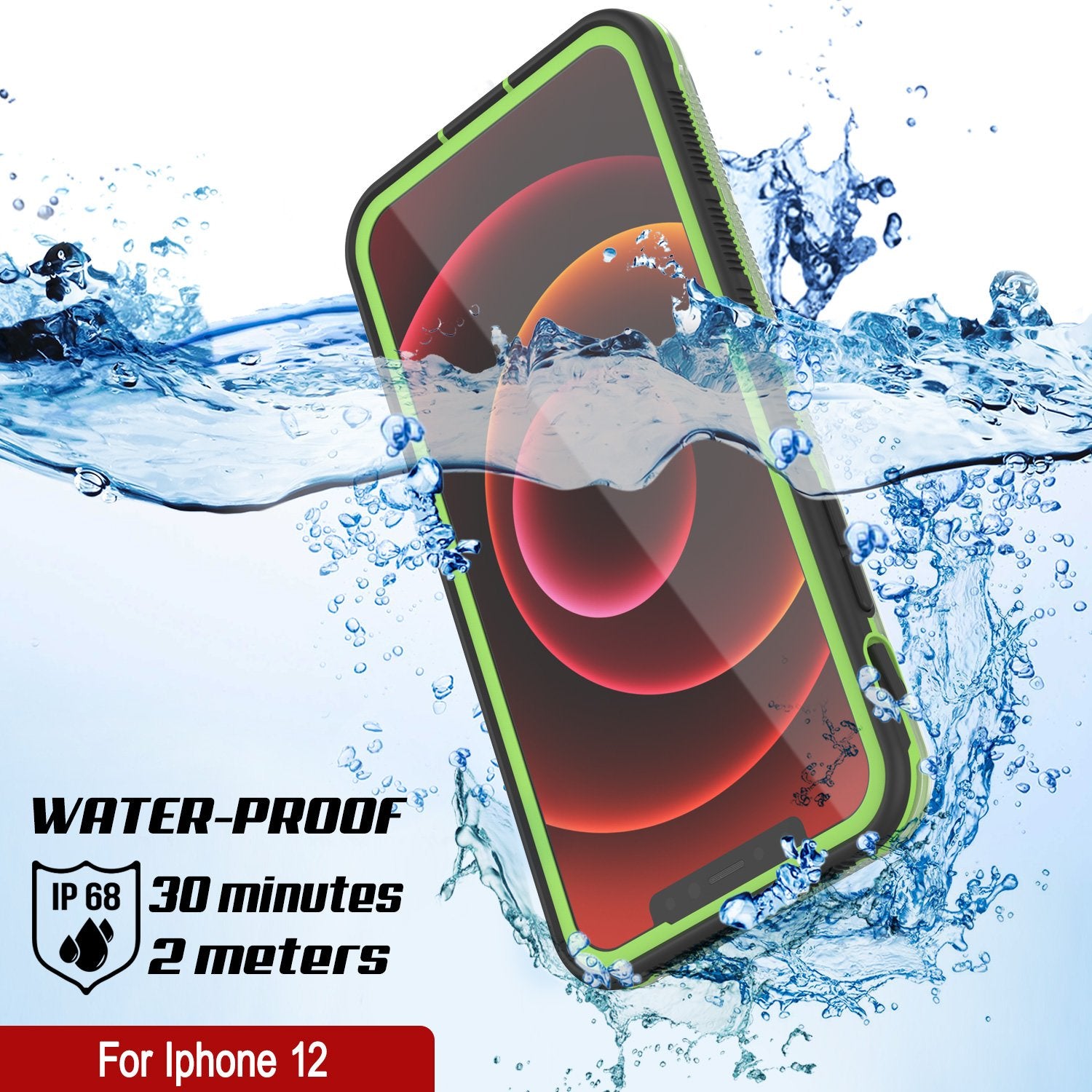Punkcase iPhone 12 Waterproof Case [Aqua Series] Armor Cover [Clear Black] [Clear Back]