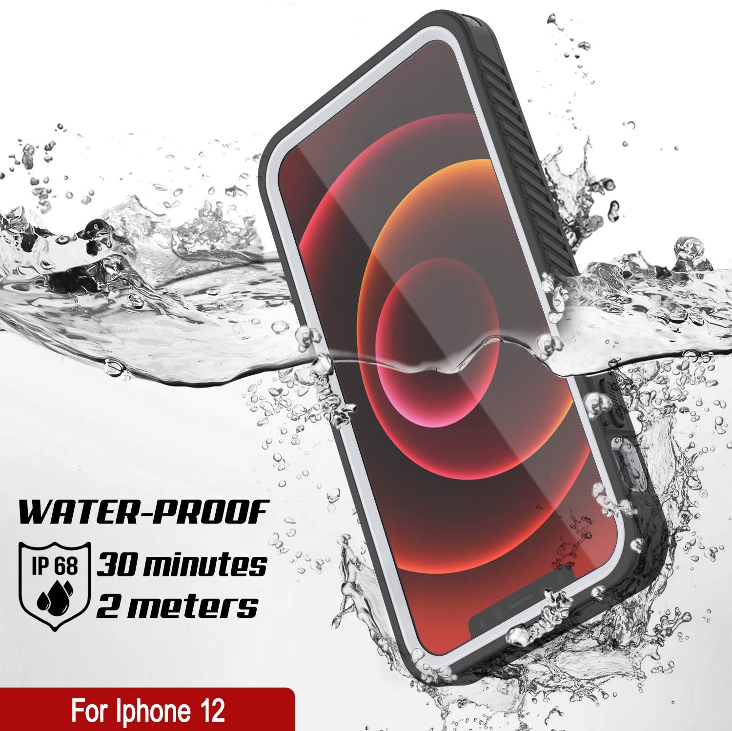 iPhone 12  Waterproof Case, Punkcase [Extreme Series] Armor Cover W/ Built In Screen Protector [White]