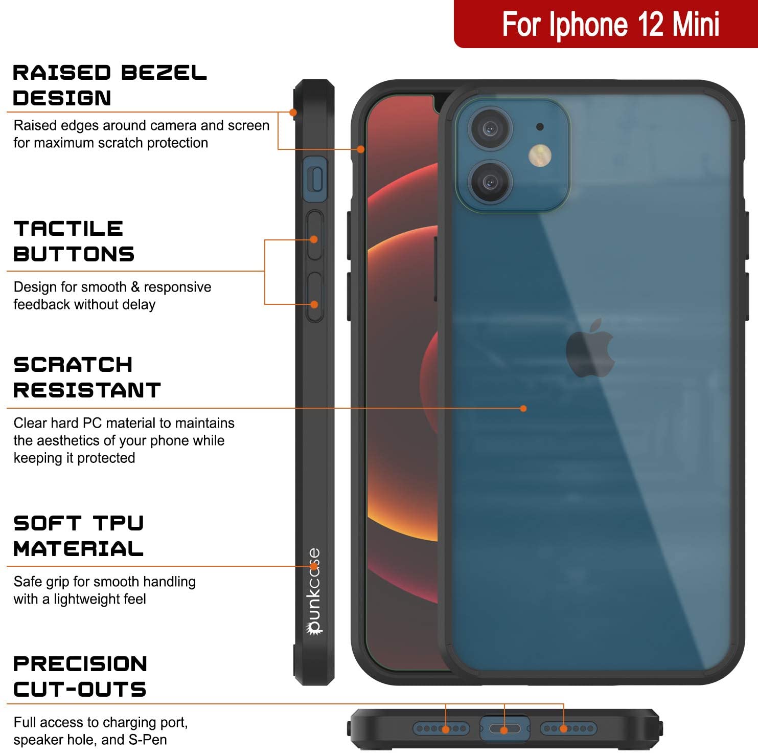 iPhone 12 Mini Case Punkcase® LUCID 2.0 Black Series w/ PUNK SHIELD Screen Protector | Ultra Fit
