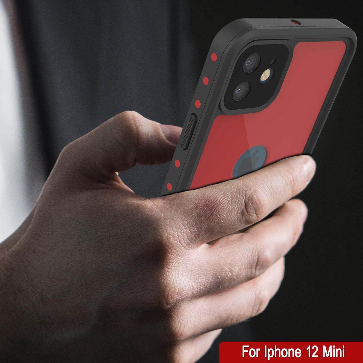 iPhone 12 Mini Waterproof IP68 Case, Punkcase [Red] [StudStar Series] [Slim Fit]