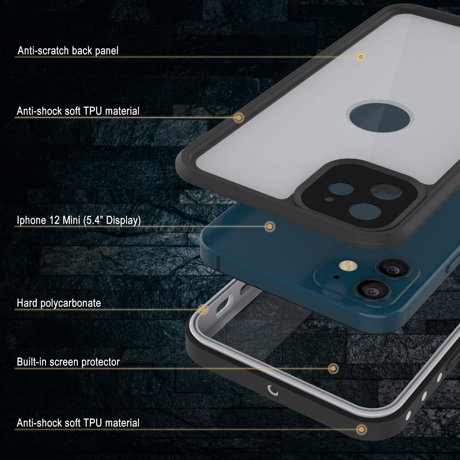 iPhone 12 Mini Waterproof IP68 Case, Punkcase [White] [StudStar Series] [Slim Fit] [Dirtproof]