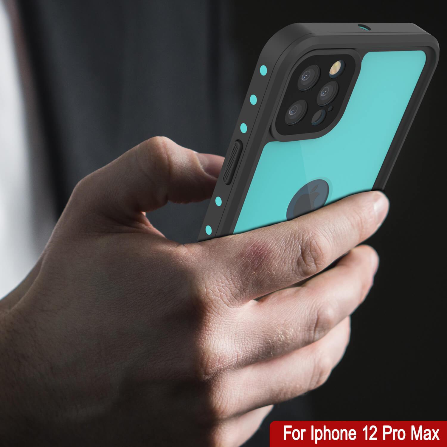 iPhone 12 Pro Max Waterproof IP68 Case, Punkcase [Teal] [StudStar Series] [Slim Fit]