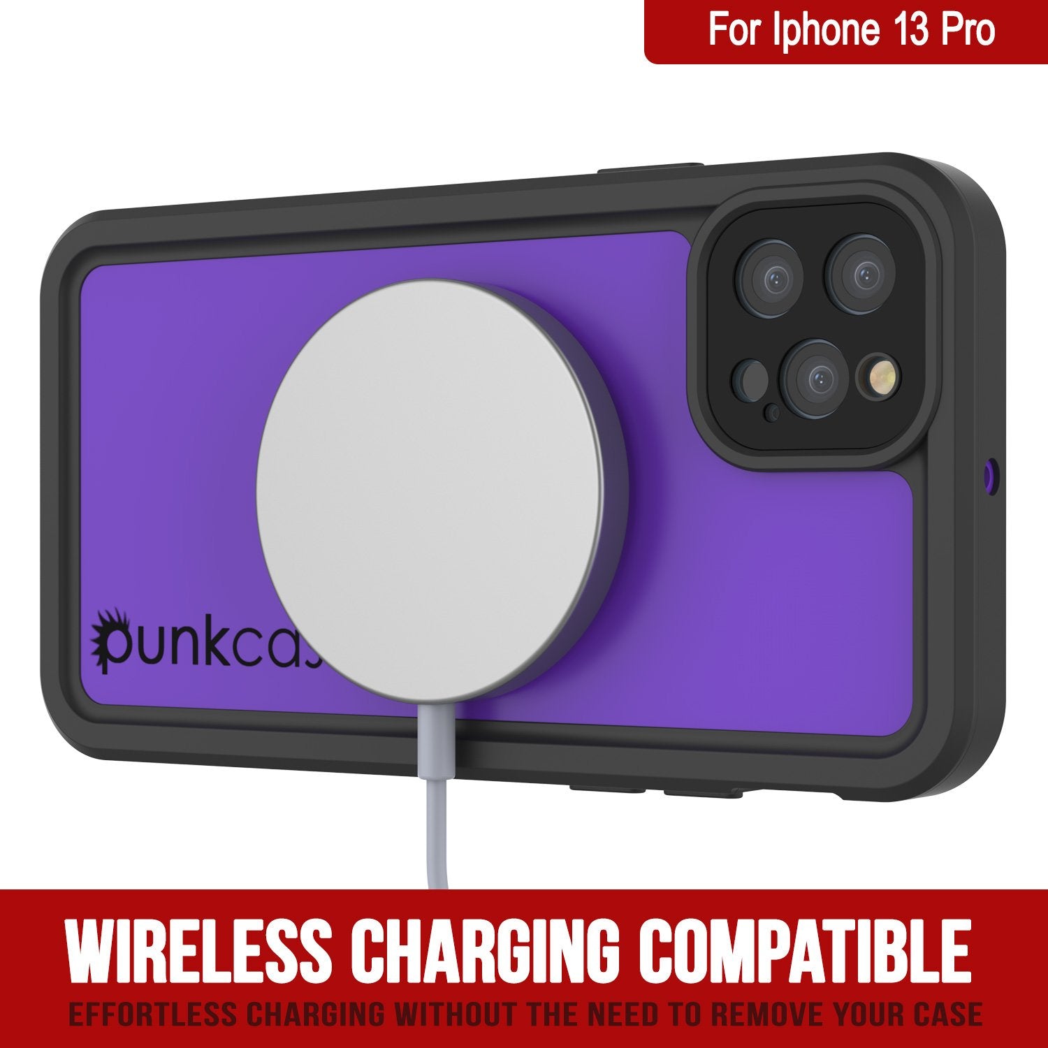 iPhone 13 Pro Waterproof IP68 Case, Punkcase [Purple] [StudStar Series] [Slim Fit] [Dirtproof]