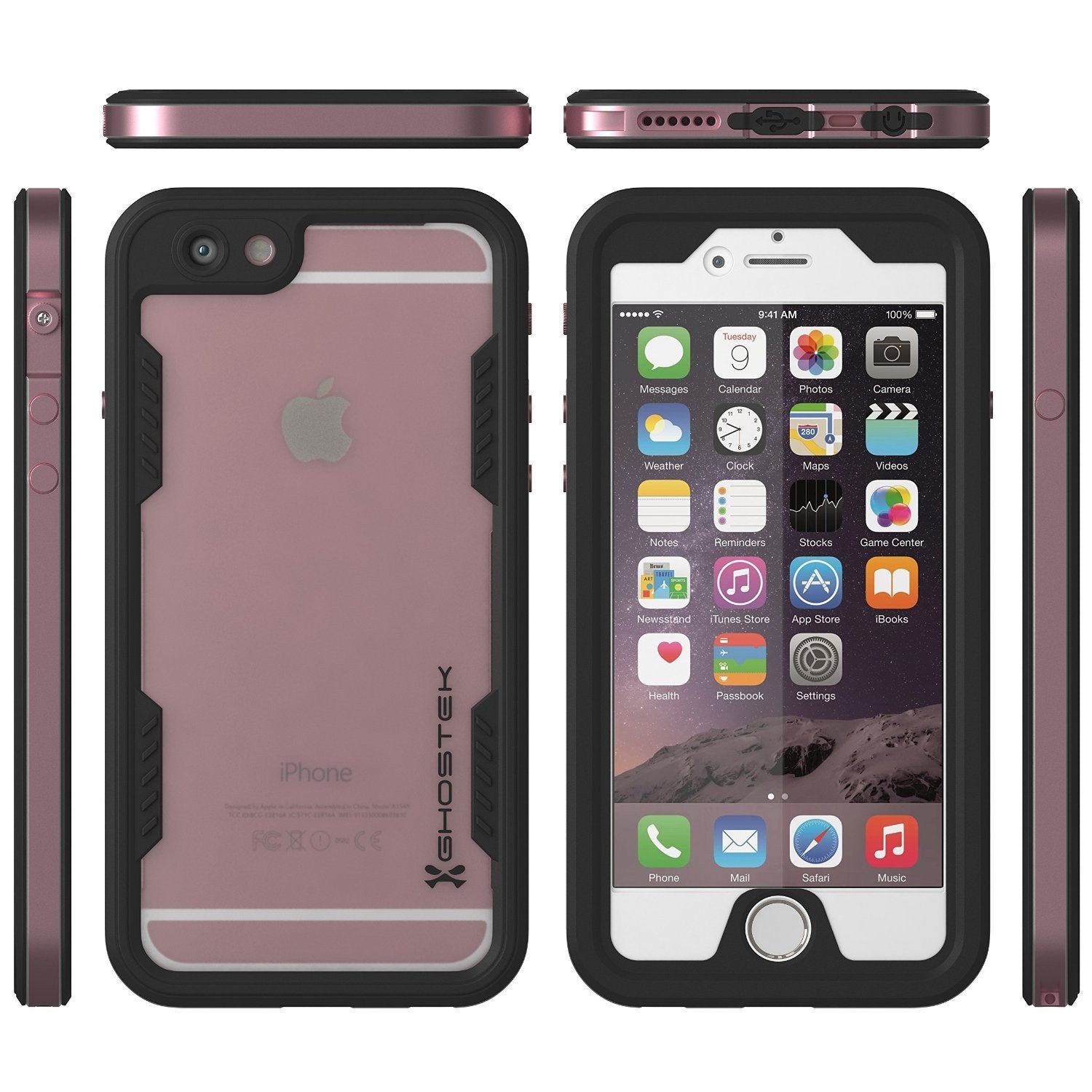 iPhone 6+/6S+ Plus Waterproof Case, Ghostek Atomic 2.0 Pink w/ Attached Screen Protector - PunkCase NZ