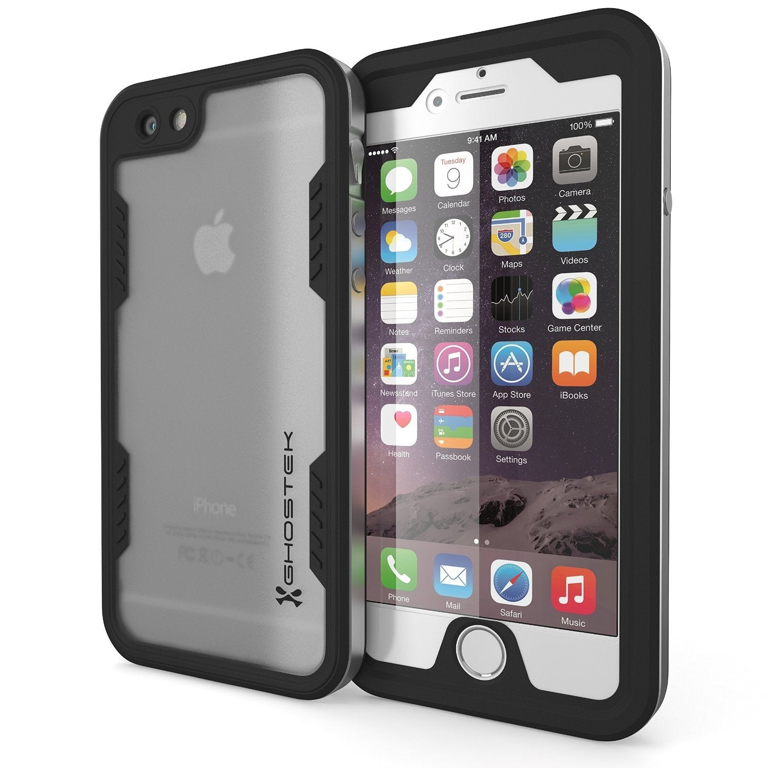 iPhone 6S+/6+ Plus Waterproof Case Ghostek Atomic 2.0 Silver w/ Attached Screen Protector | Slim - PunkCase NZ