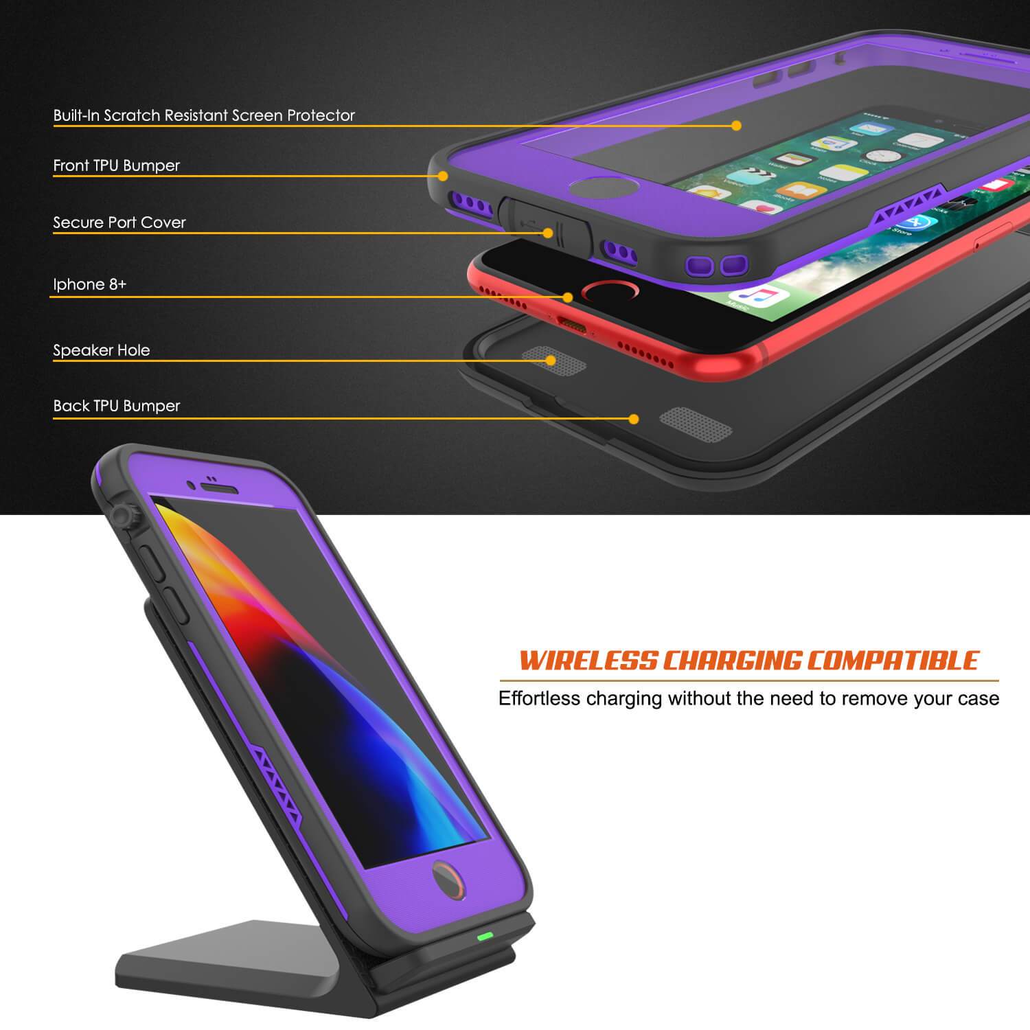 iPhone 8+ Plus Waterproof Case, Punkcase SpikeStar Purple Series | Thin Fit 6.6ft Underwater IP68 - PunkCase NZ
