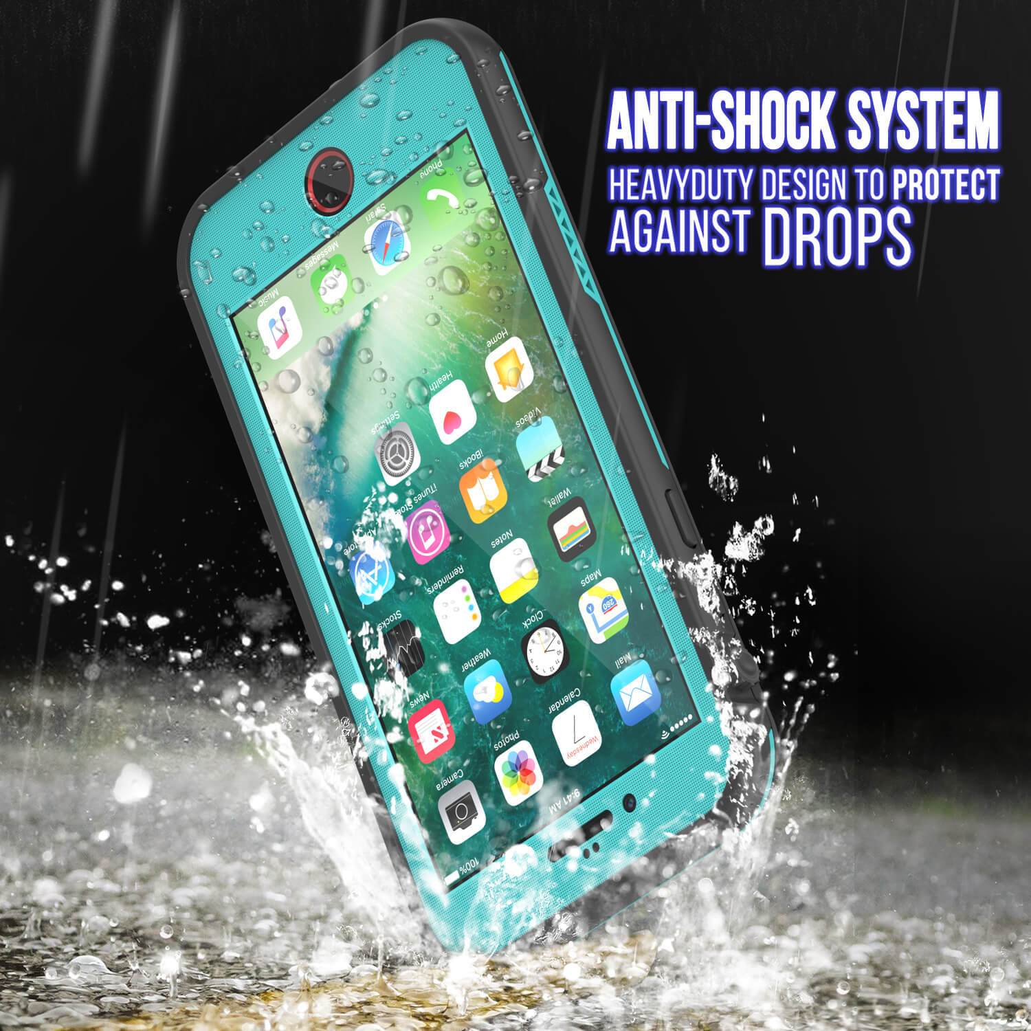iPhone 8+ Plus Waterproof Case, Punkcase SpikeStar Teal Series | Thin Fit 6.6ft Underwater IP68 - PunkCase NZ