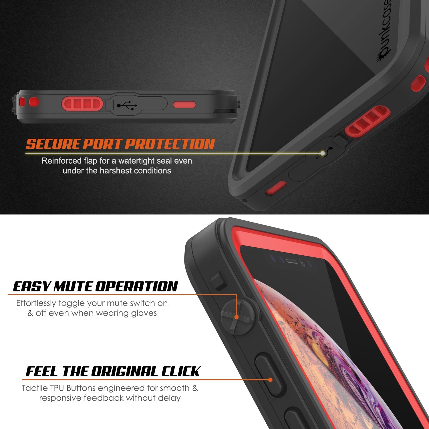 iPhone XR Waterproof Case, Punkcase [Extreme Series] Armor Cover W/ Built In Screen Protector [Red] - PunkCase NZ