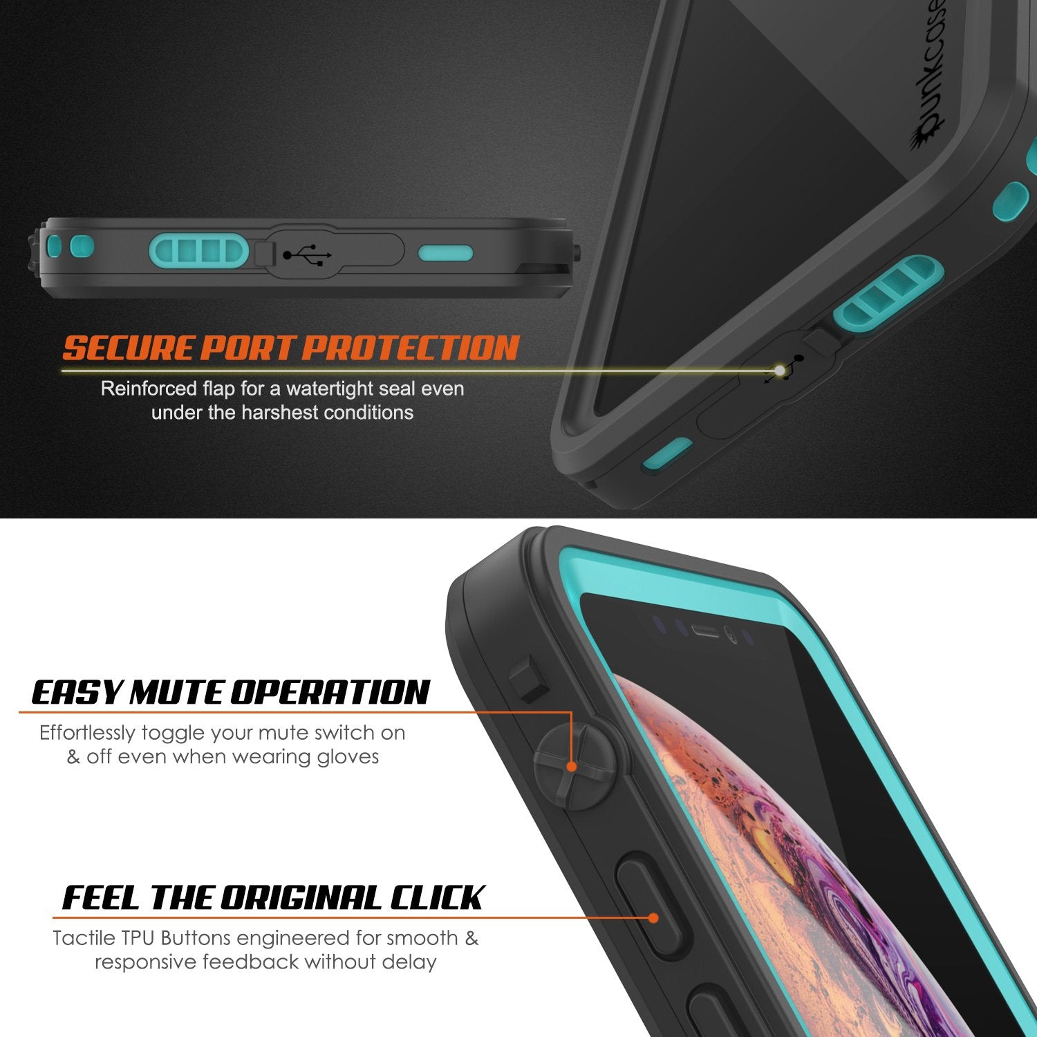 iPhone XR Waterproof Case, Punkcase [Extreme Series] Armor Cover W/ Built In Screen Protector [Teal] - PunkCase NZ