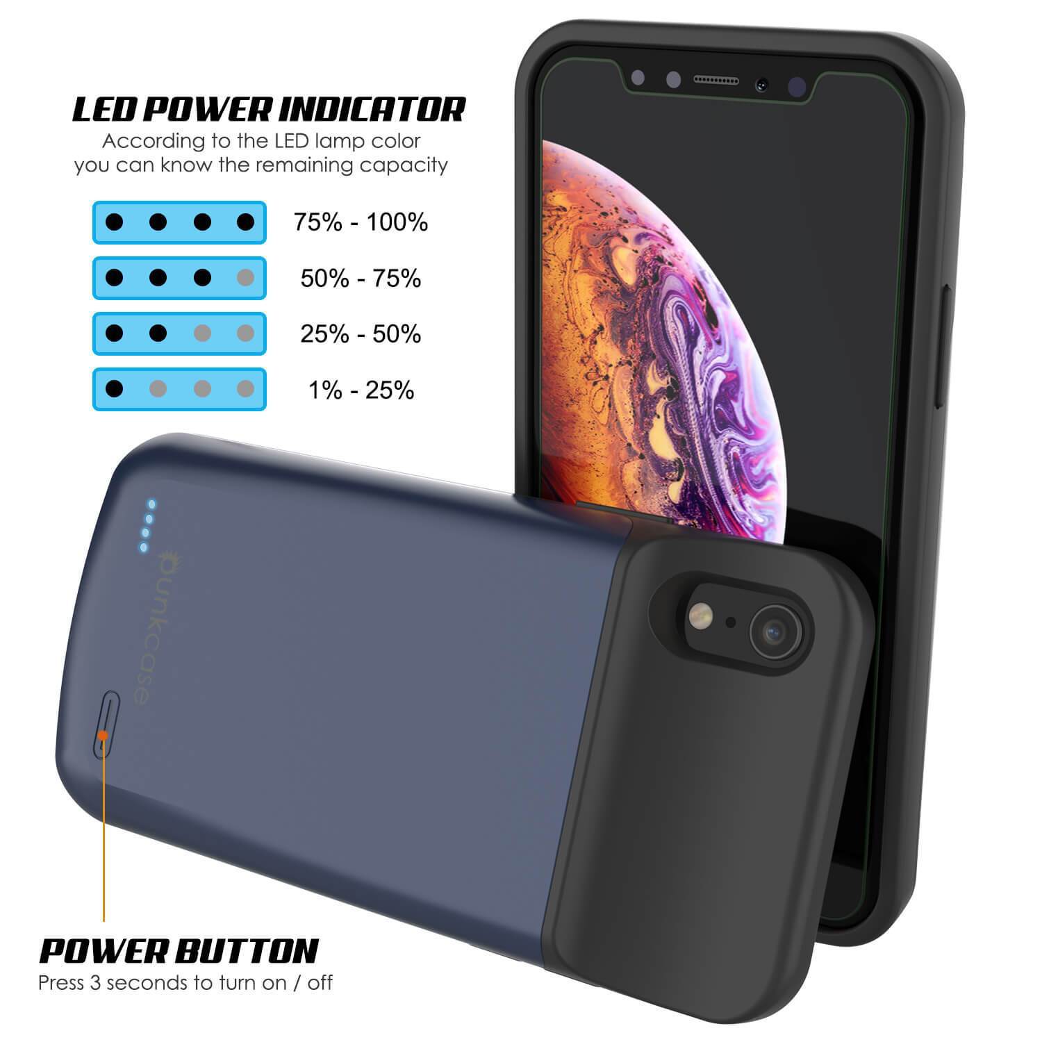 iPhone 11 Battery Case, PunkJuice 5000mAH Fast Charging Power Bank W/ Screen Protector | [Blue]