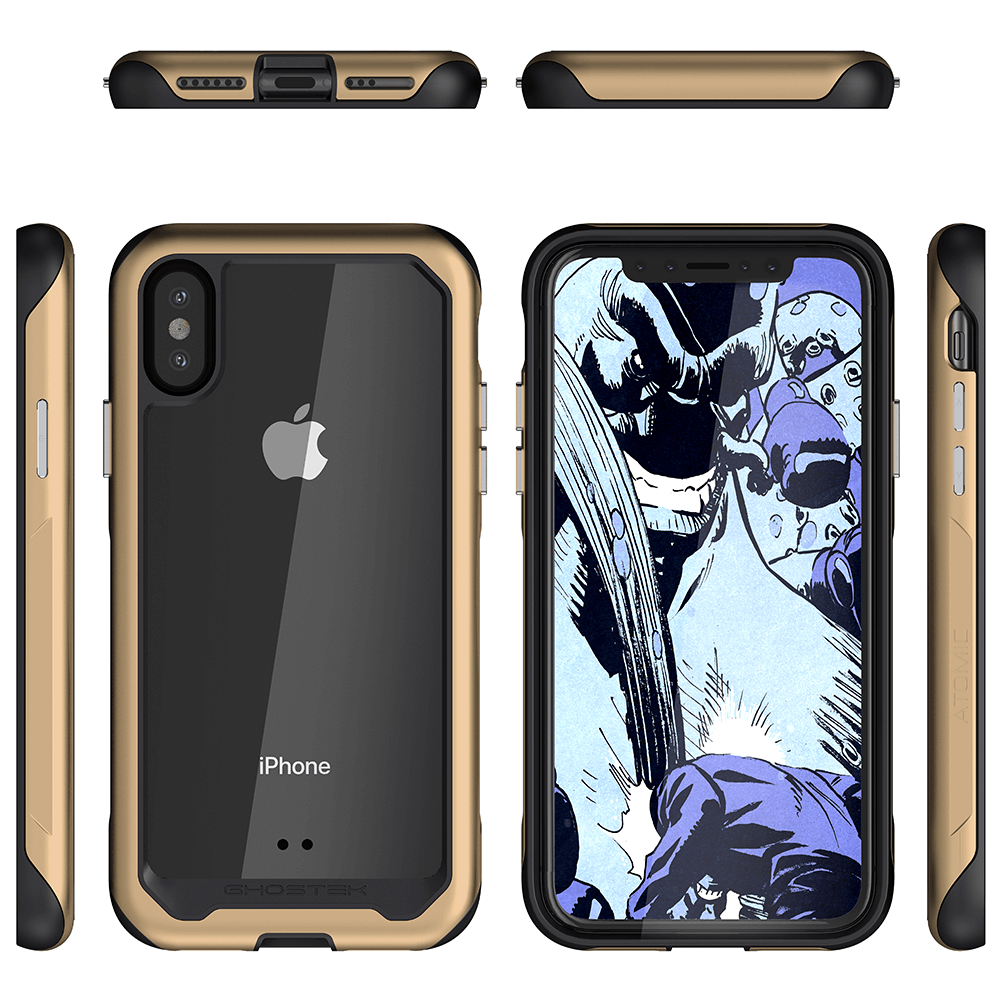 iPhone Xs Case, Ghostek Atomic Slim 2 Series  for iPhone Xs Rugged Heavy Duty Case|GOLD - PunkCase NZ