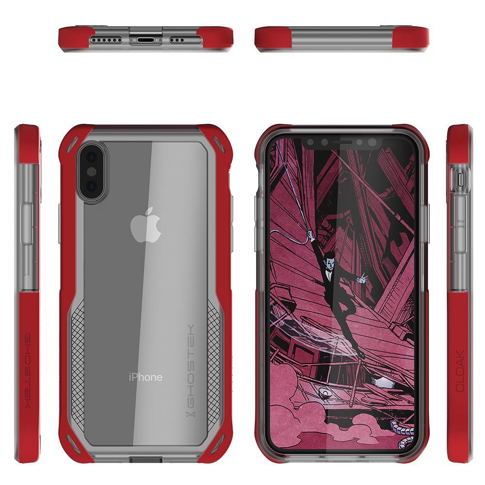 iPhone Xs Max Case, Ghostek Cloak 4 Series  for iPhone Xs Max / iPhone Pro Case | RED-CLEAR - PunkCase NZ