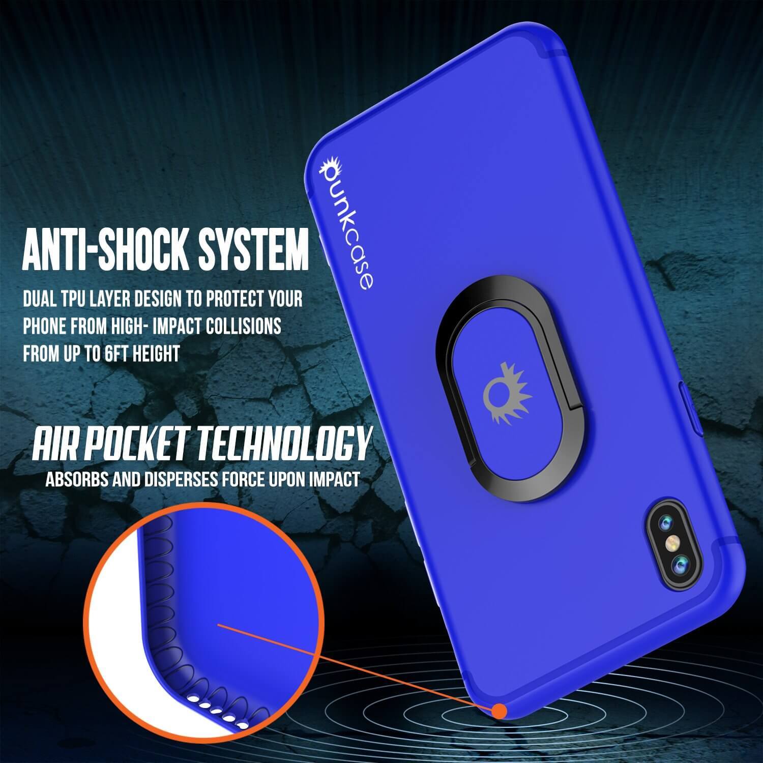 iPhone XS Case, Punkcase Magnetix Protective TPU Cover W/ Kickstand, Tempered Glass Screen Protector [Blue] - PunkCase NZ