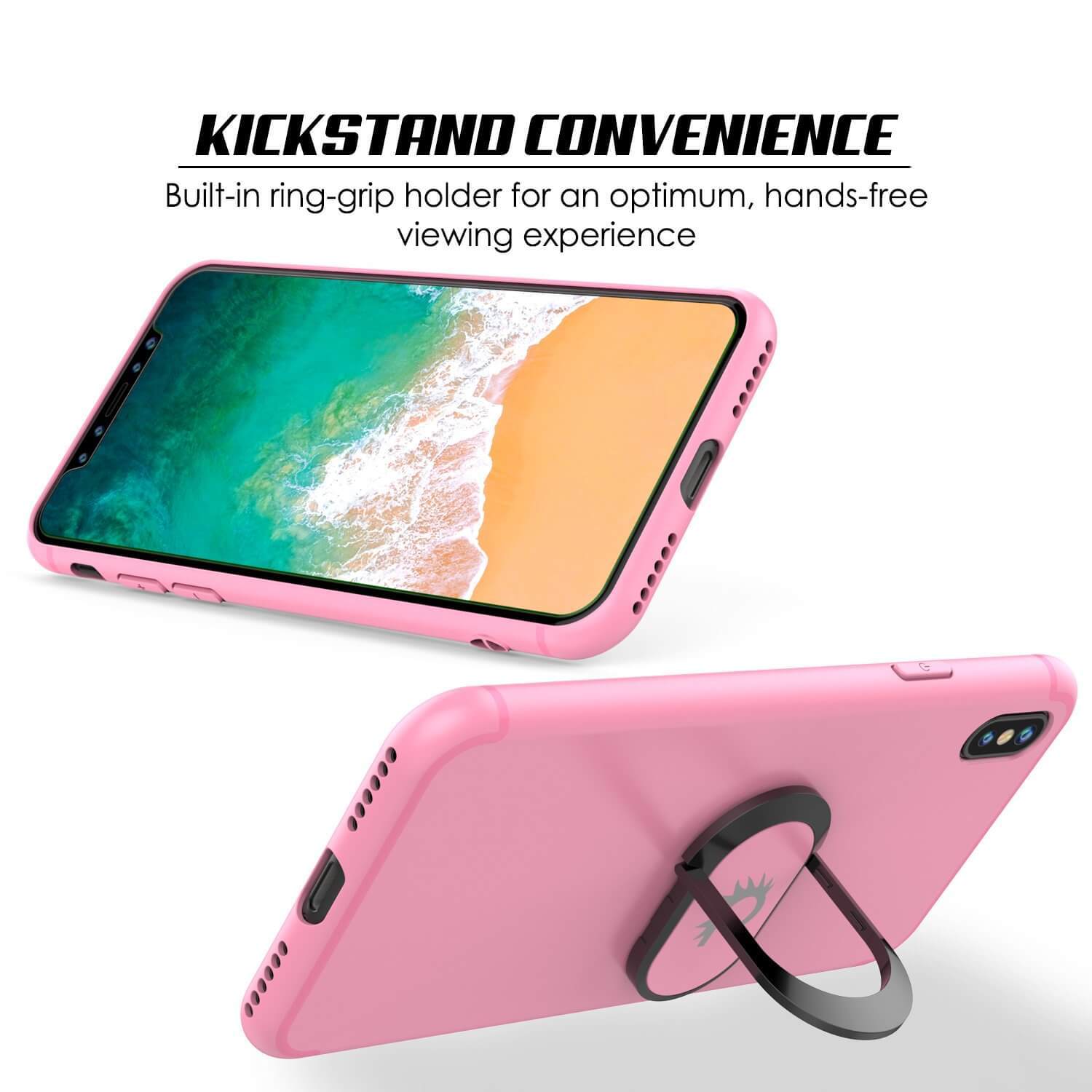 iPhone XS Case, Punkcase Magnetix Protective TPU Cover W/ Kickstand, Tempered Glass Screen Protector [Pink] - PunkCase NZ