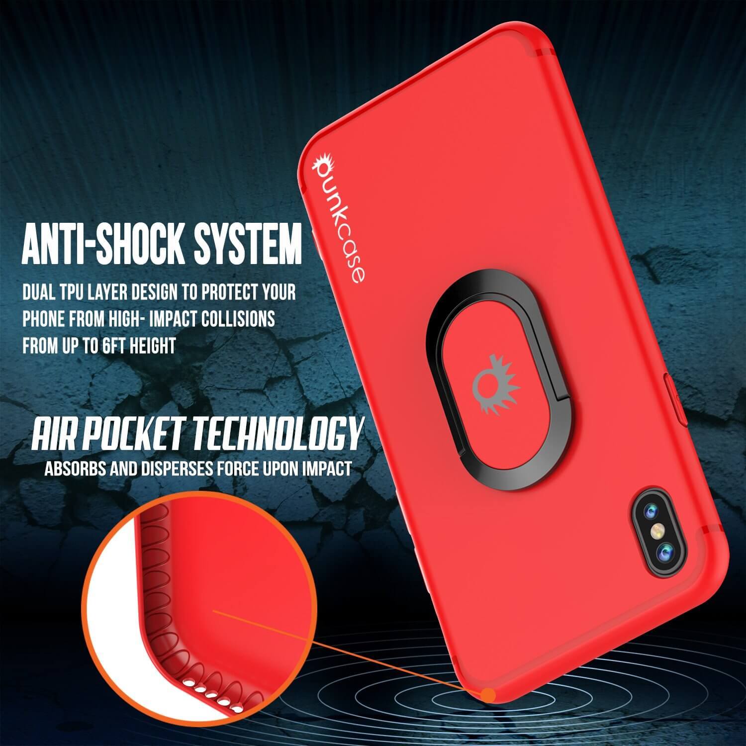 iPhone XS Case, Punkcase Magnetix Protective TPU Cover W/ Kickstand, Tempered Glass Screen Protector [Red] - PunkCase NZ