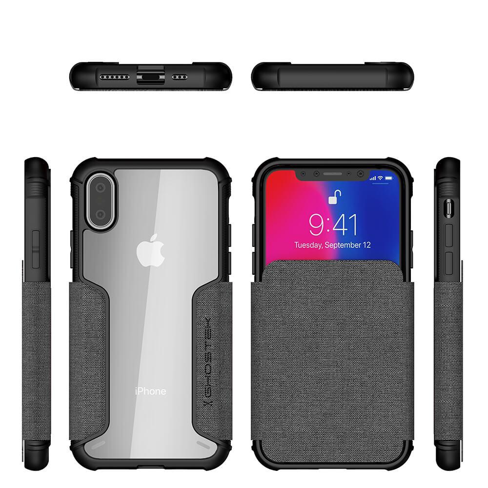 iPhone Xs Case, Ghostek Exec 3 Series for iPhone Xs / iPhone Pro Protective Wallet Case [Gray] - PunkCase NZ