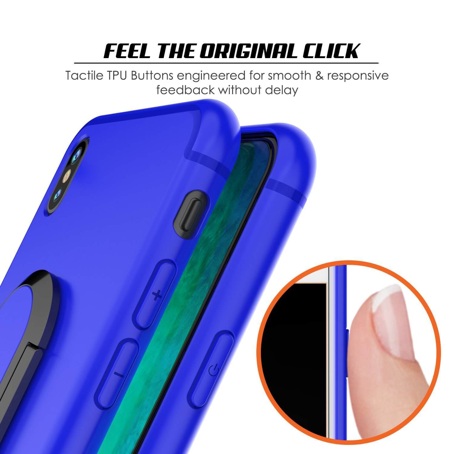 iPhone XS Max Case, Punkcase Magnetix Protective TPU Cover W/ Kickstand, Tempered Glass Screen Protector [Blue] - PunkCase NZ